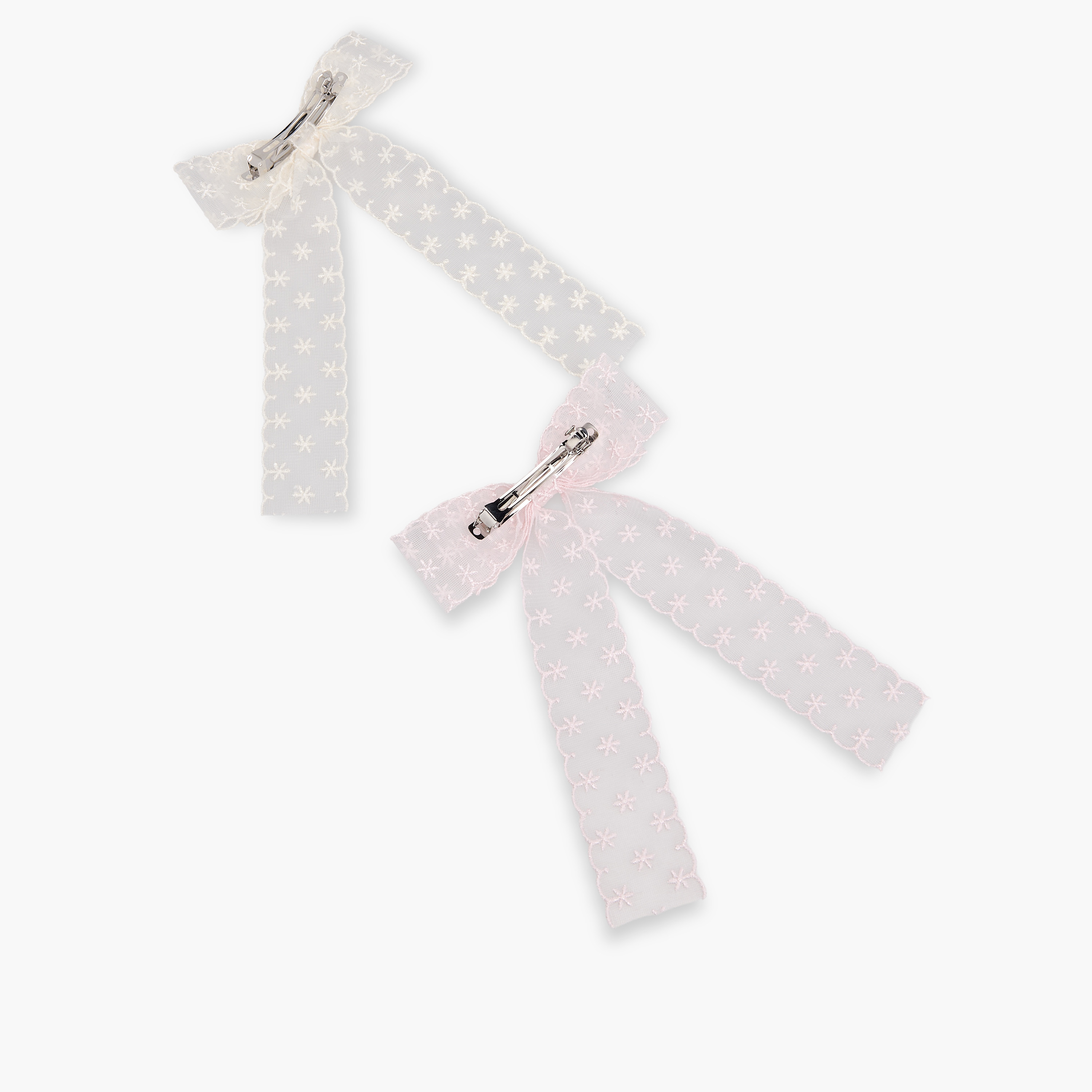 Set of 2 - Lace Detail Bow Barette Clip-women-hairaccessories-clips-image-4
