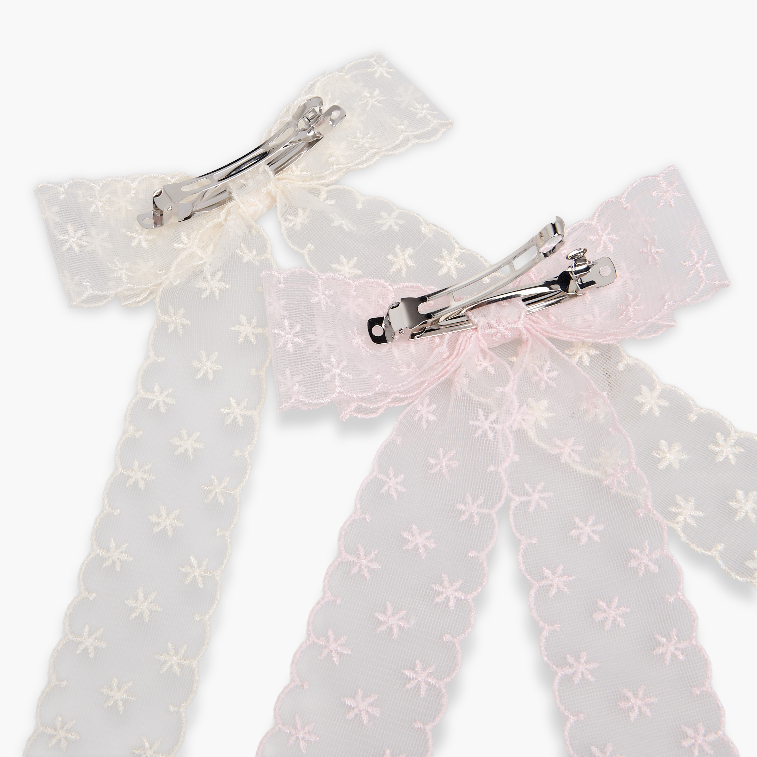 Set of 2 - Lace Detail Bow Barette Clip-women-hairaccessories-clips-image-5