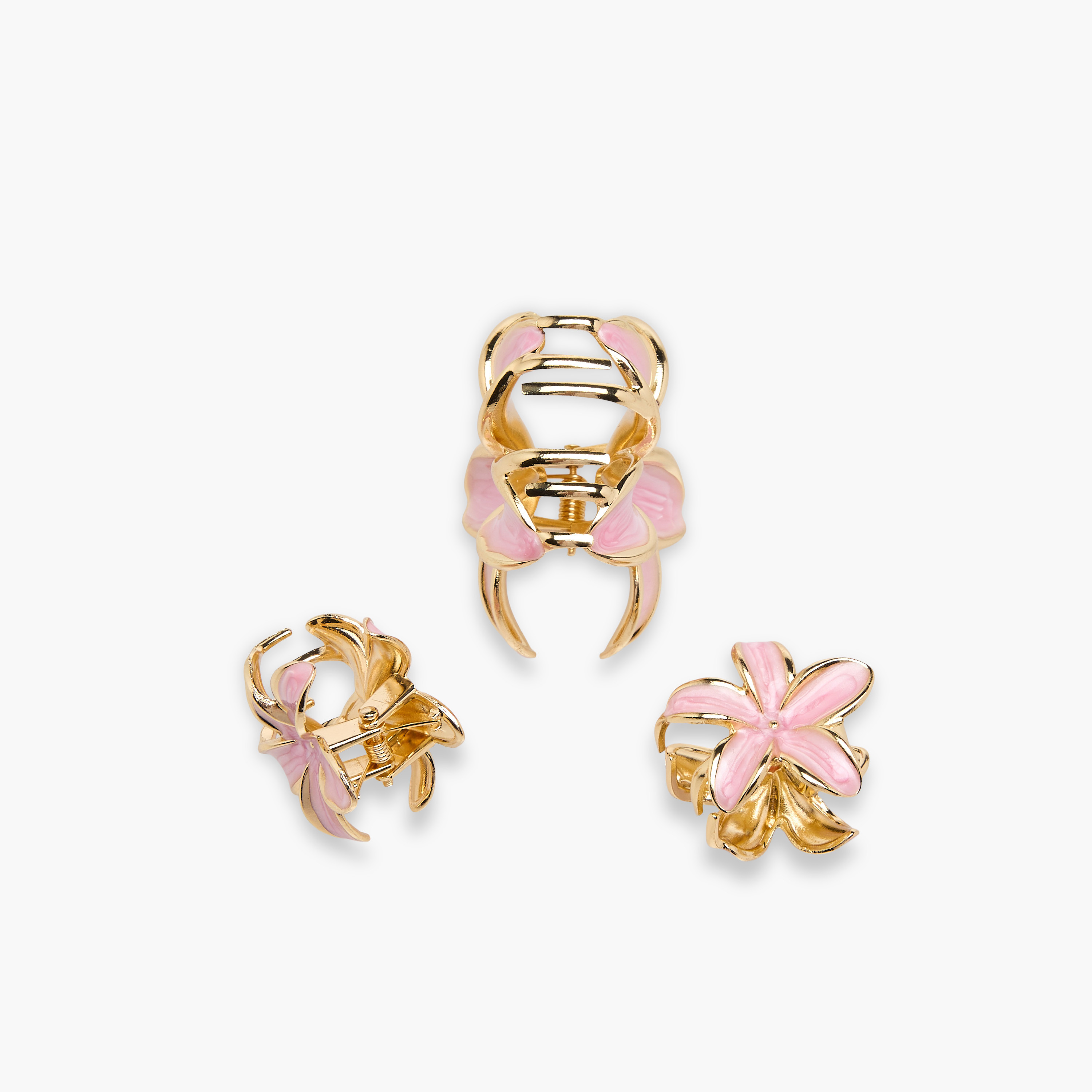 Pack of 3 Floral Hair Clamps with Enamel Design-women-hairaccessories-clamps-image-7