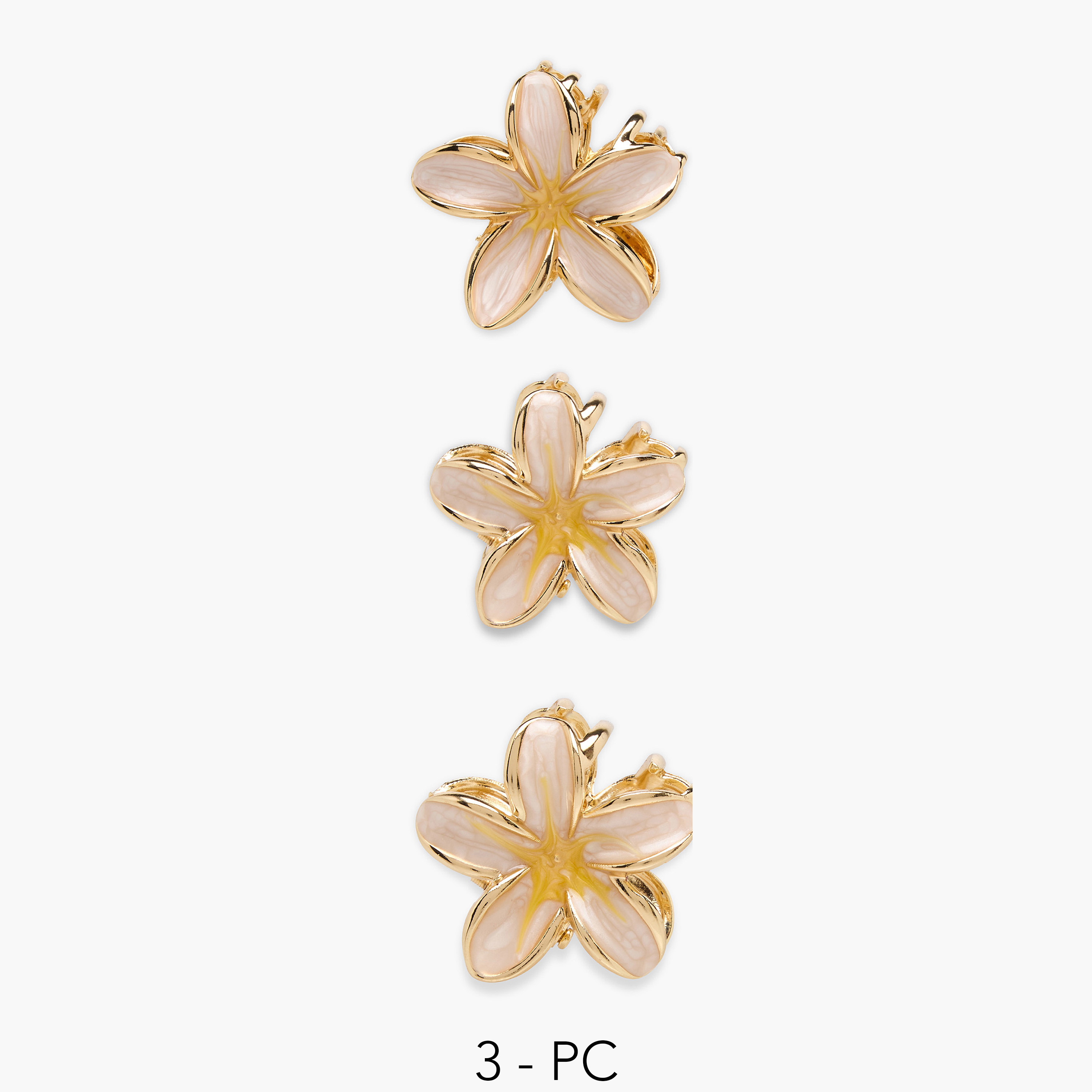 Pack of 3 Floral Hair Clamps with Enamel Design-women-hairaccessories-clamps-image-1