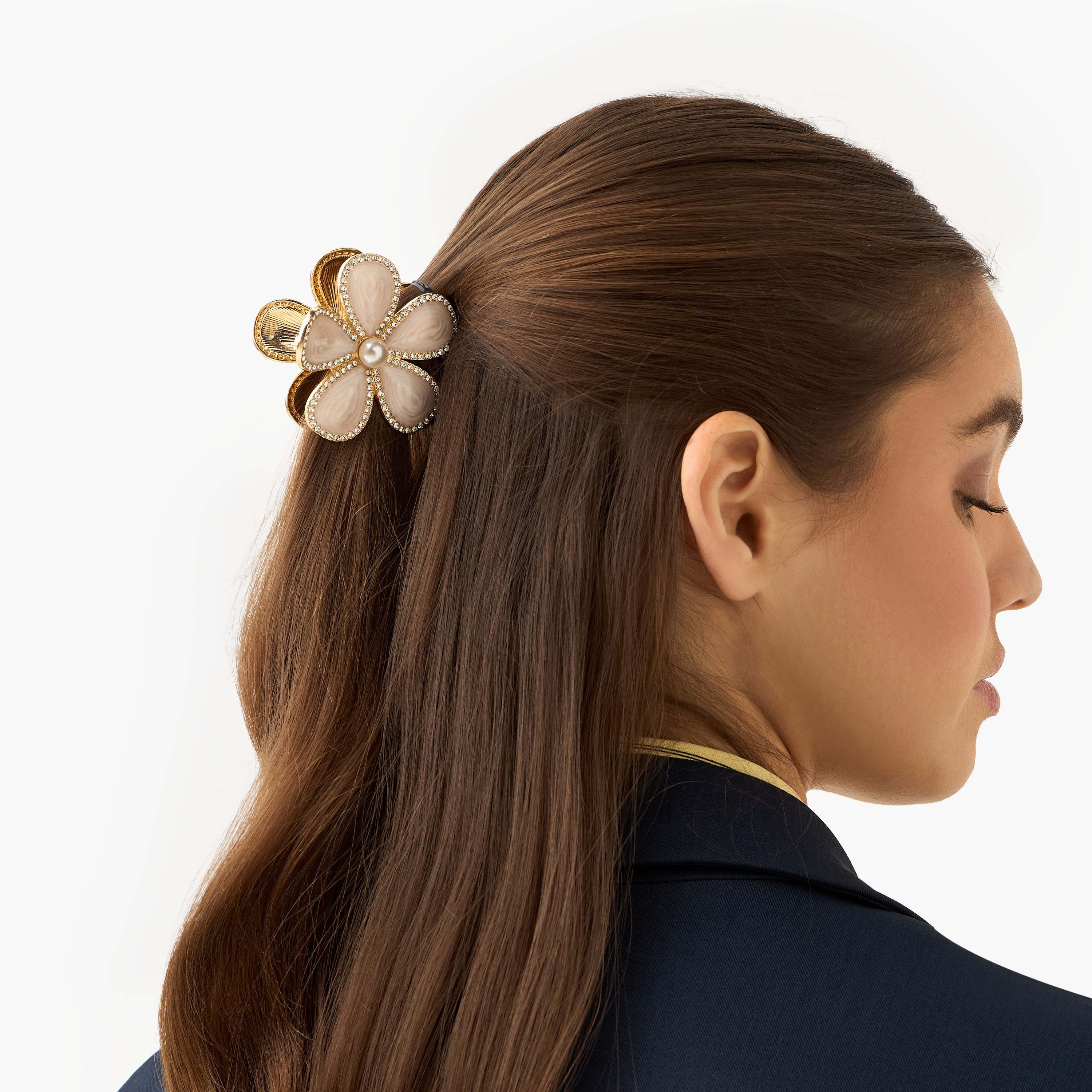 Floral Hair Clamp with Embellishment-women-hairaccessories-clamps-image-2