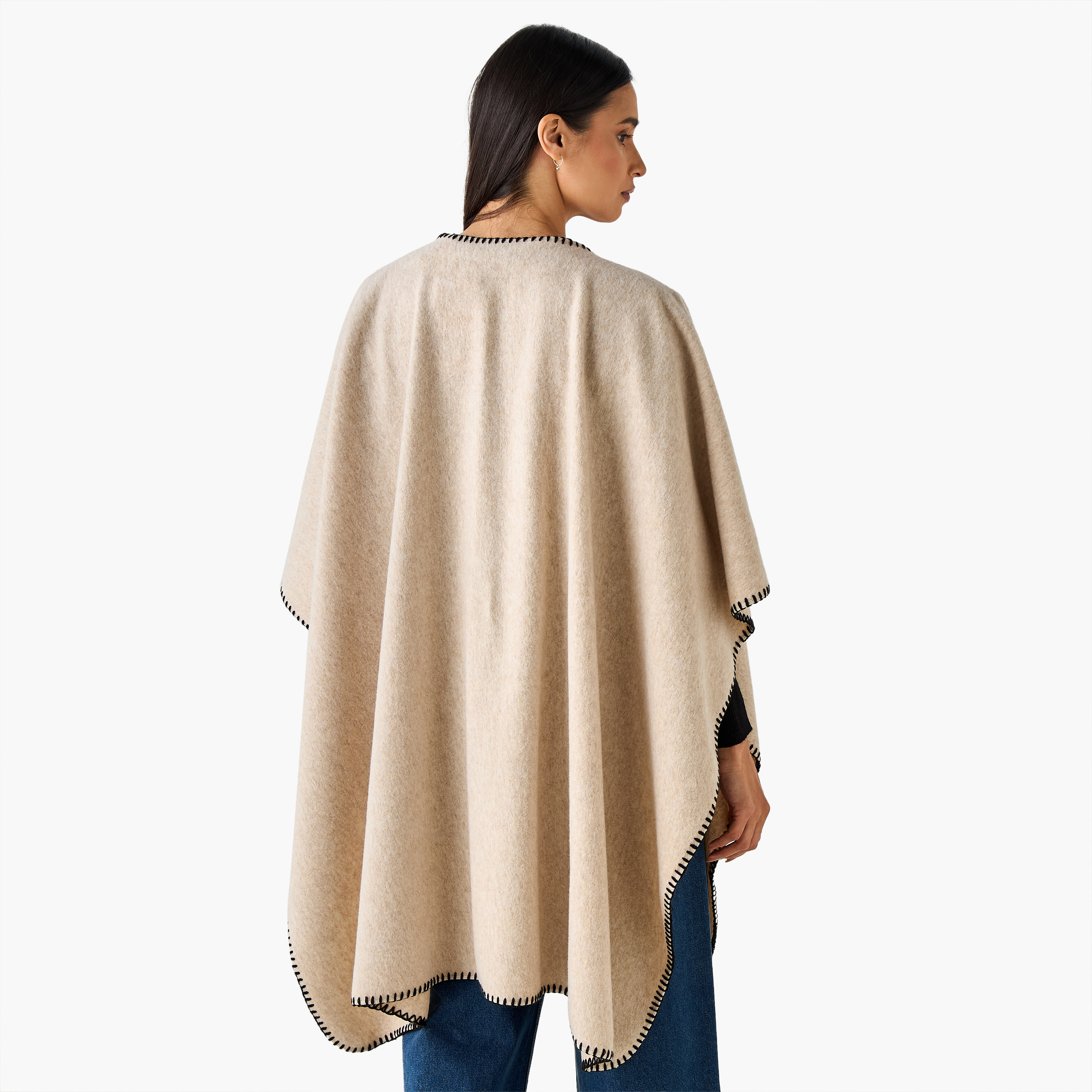 Scarf Cape with Stitch Detail-women-winterwear-scarves-image-4