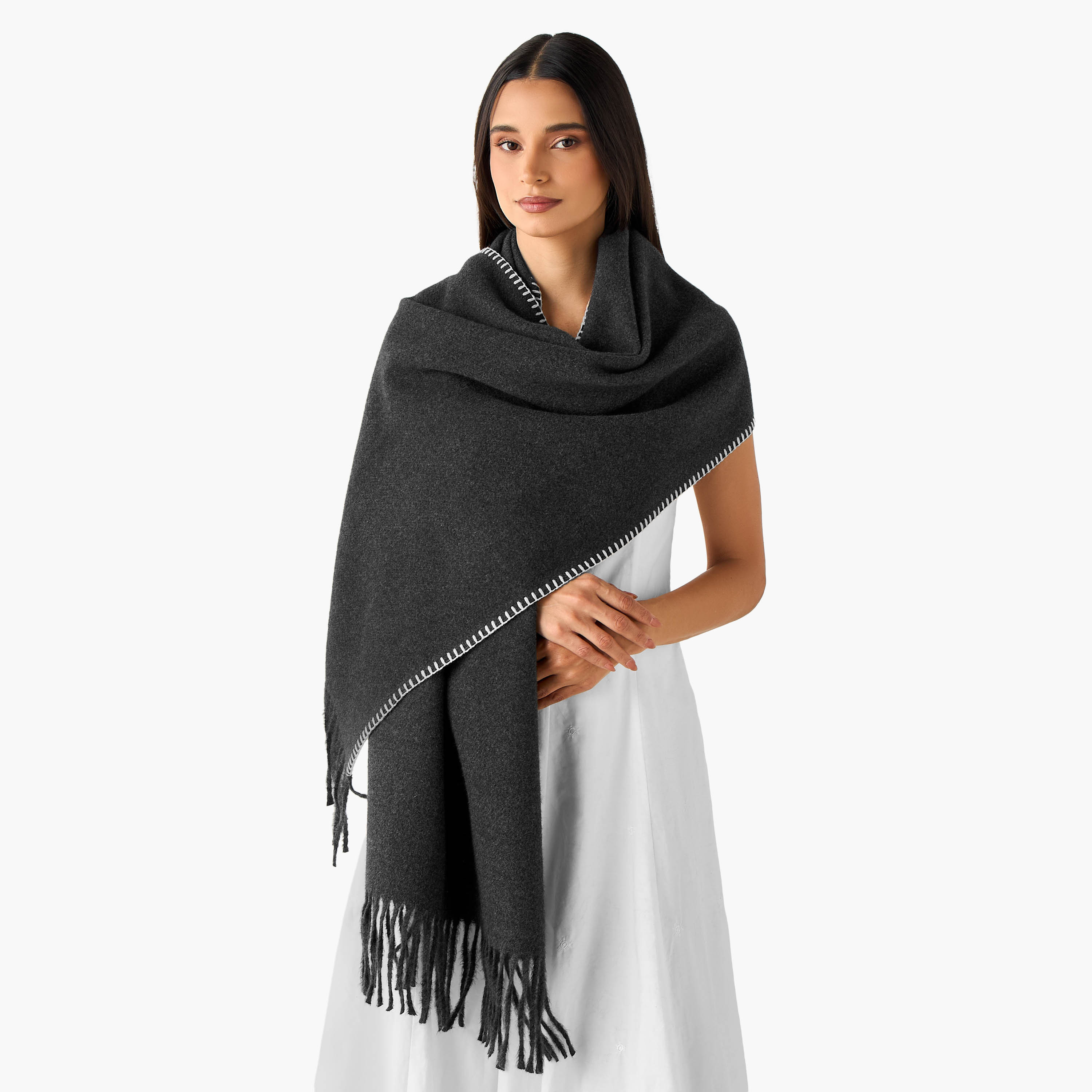 Scarf with Contrast Stitch Detail-women-winterwear-scarves-image-2