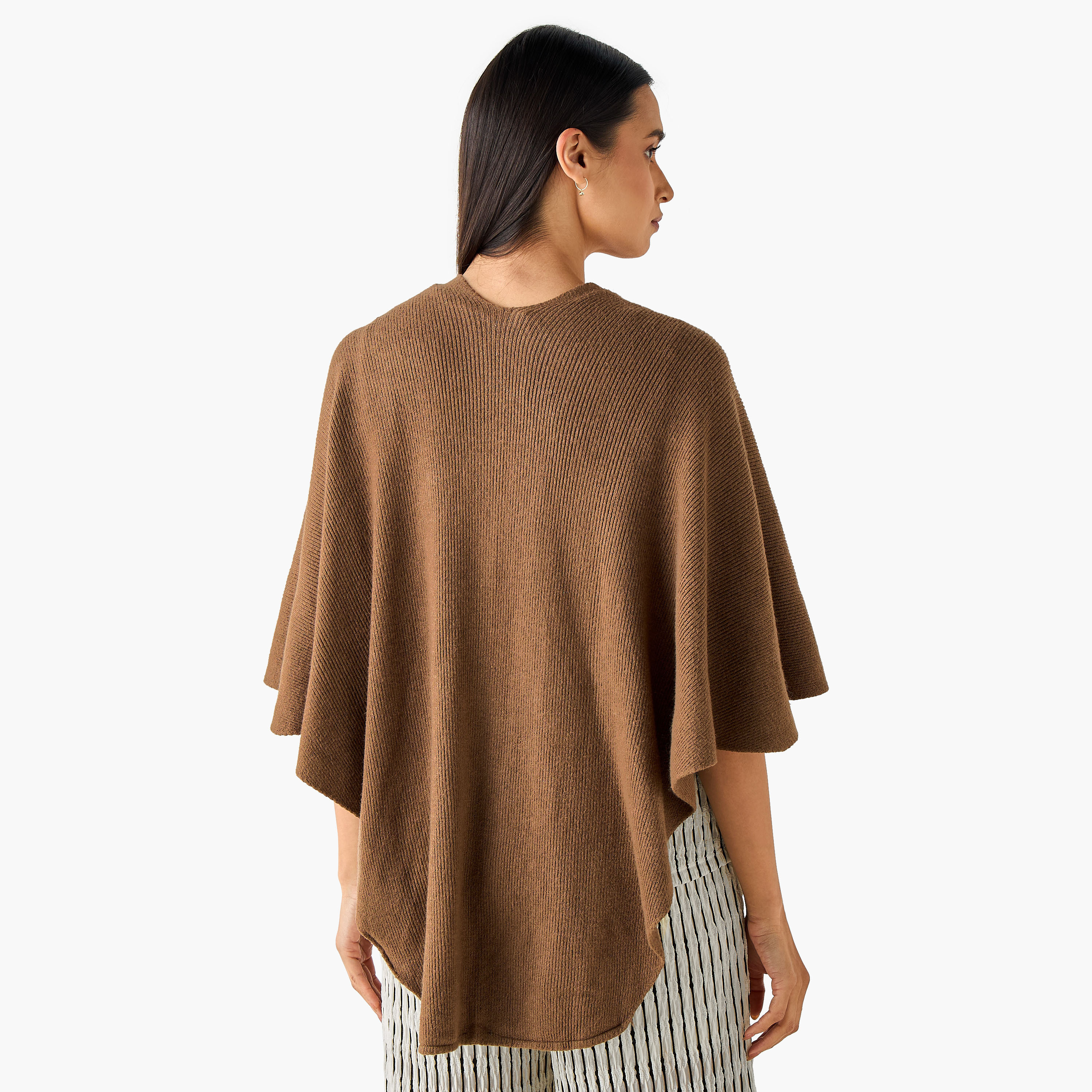 Scarf Cape Shaped with Fur Detail-women-winterwear-scarves-image-4