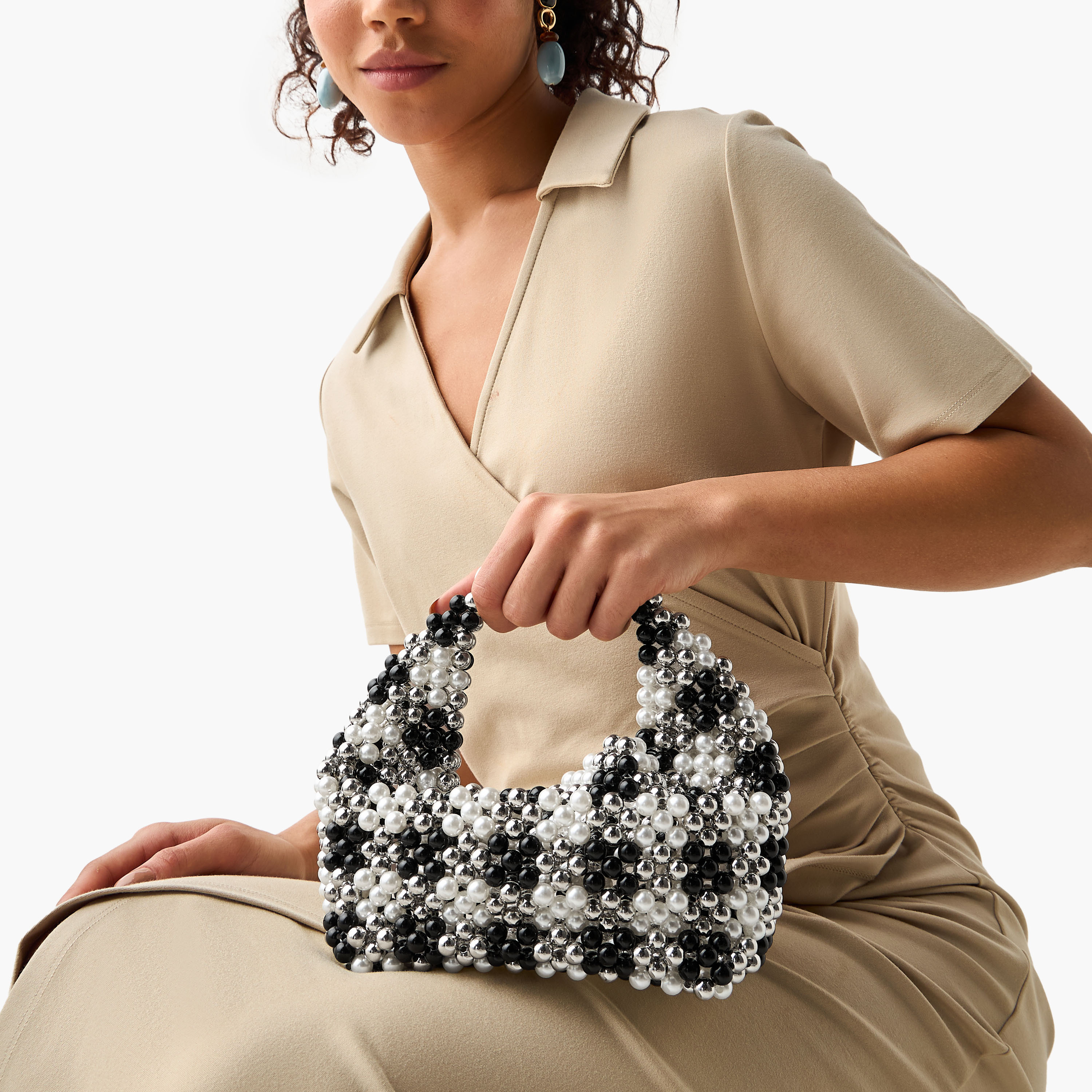 Beaded Pearl Embellished Hobo Bag-women-bagsandwallets-handbags-image-2
