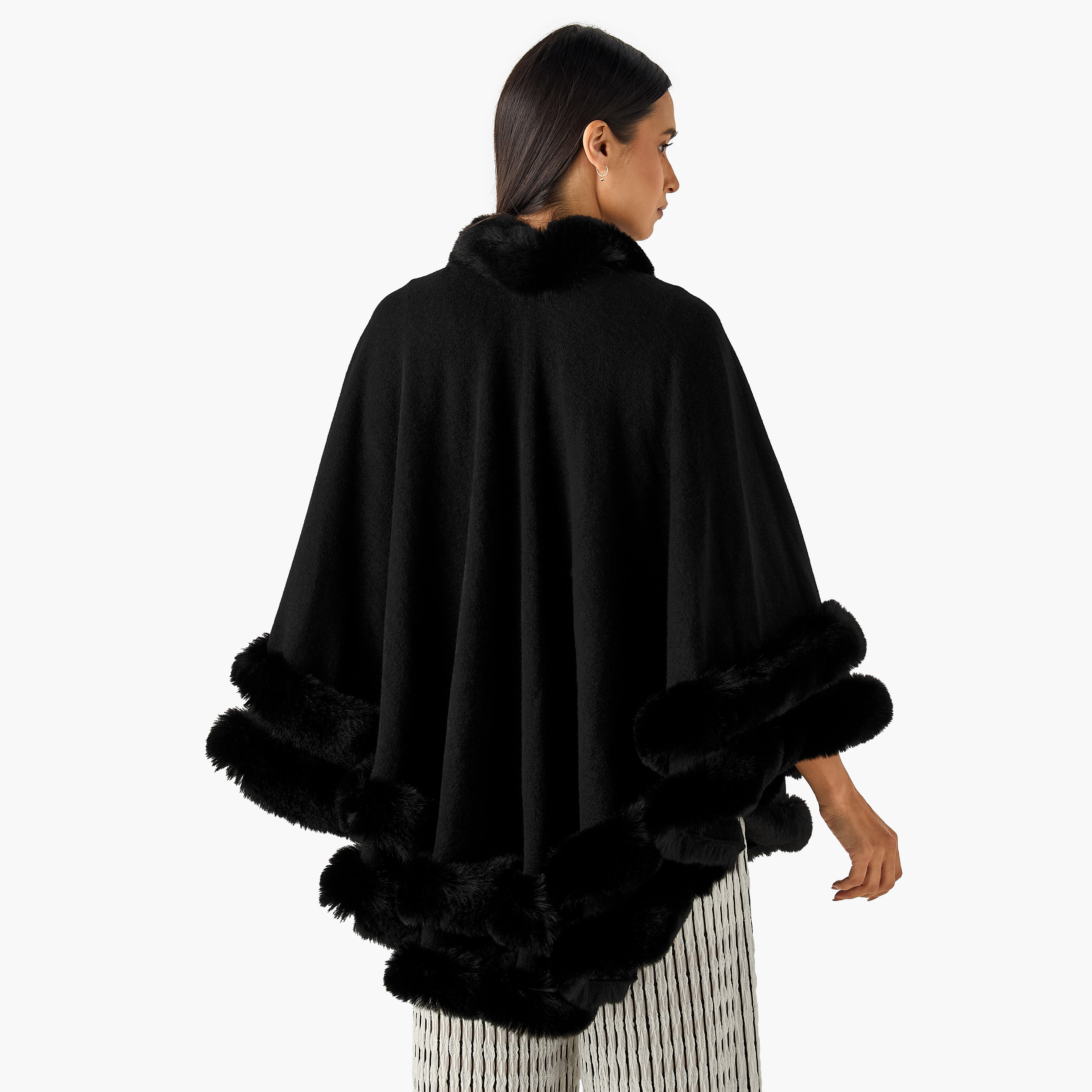 Scarf Cape Shaped with Fur Trim Design-women-winterwear-scarves-image-4