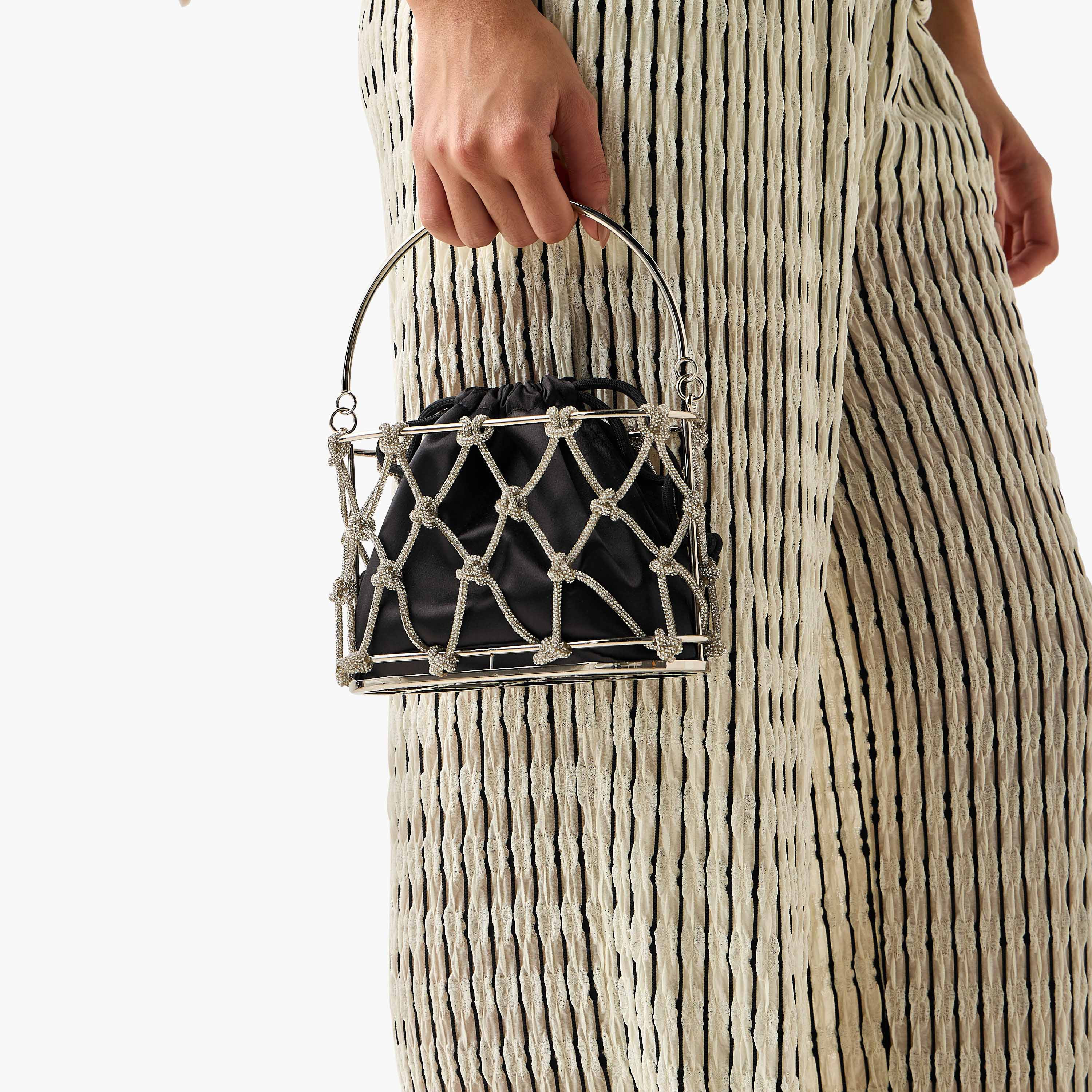 Crystal Embellished Bucket Bag with Drawstring Closure-women-bagsandwallets-handbags-image-2