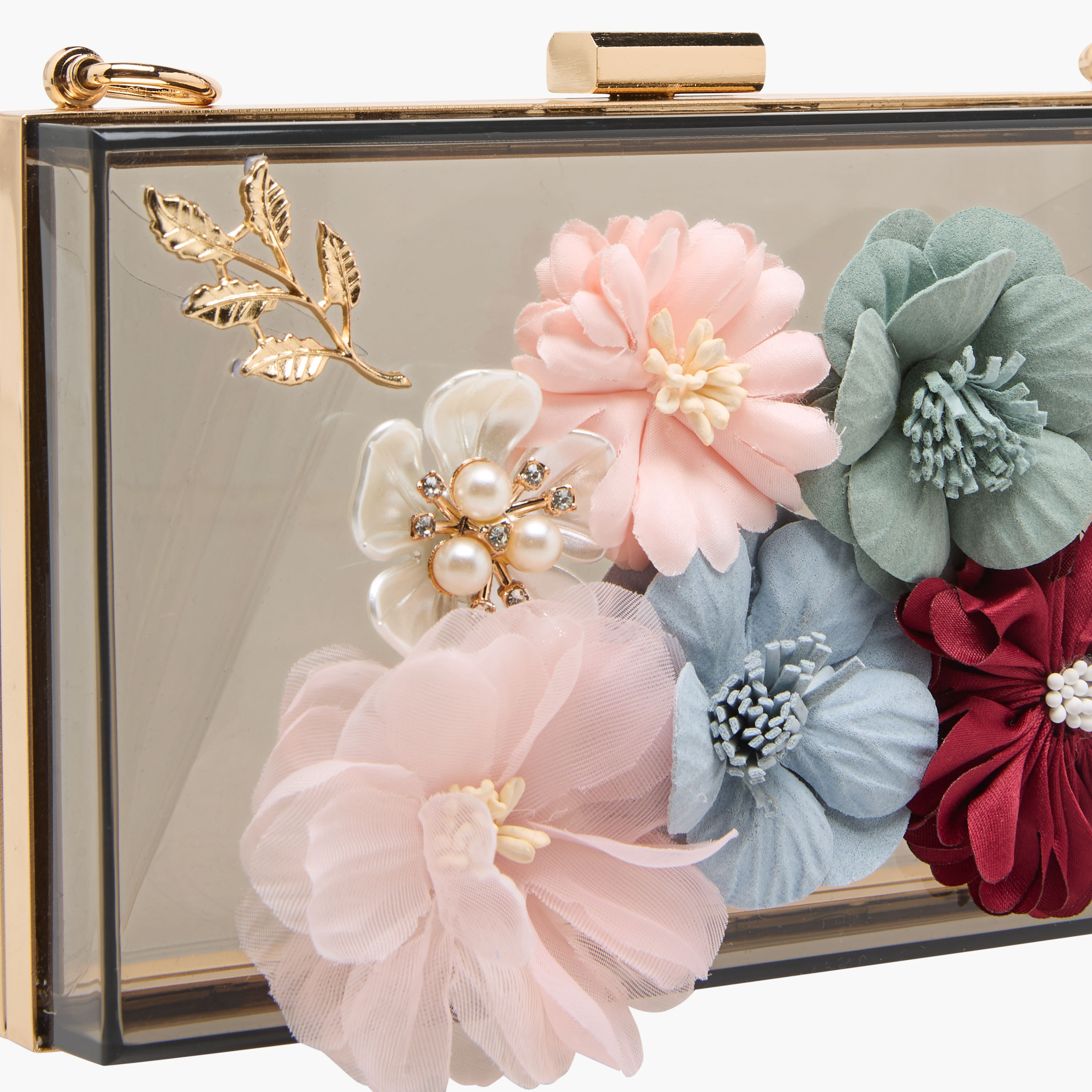 شنطة كلاتش بزينة زهور وحزام سلسلة قابل للفصل-women-bagsandwallets-handbags-image-6