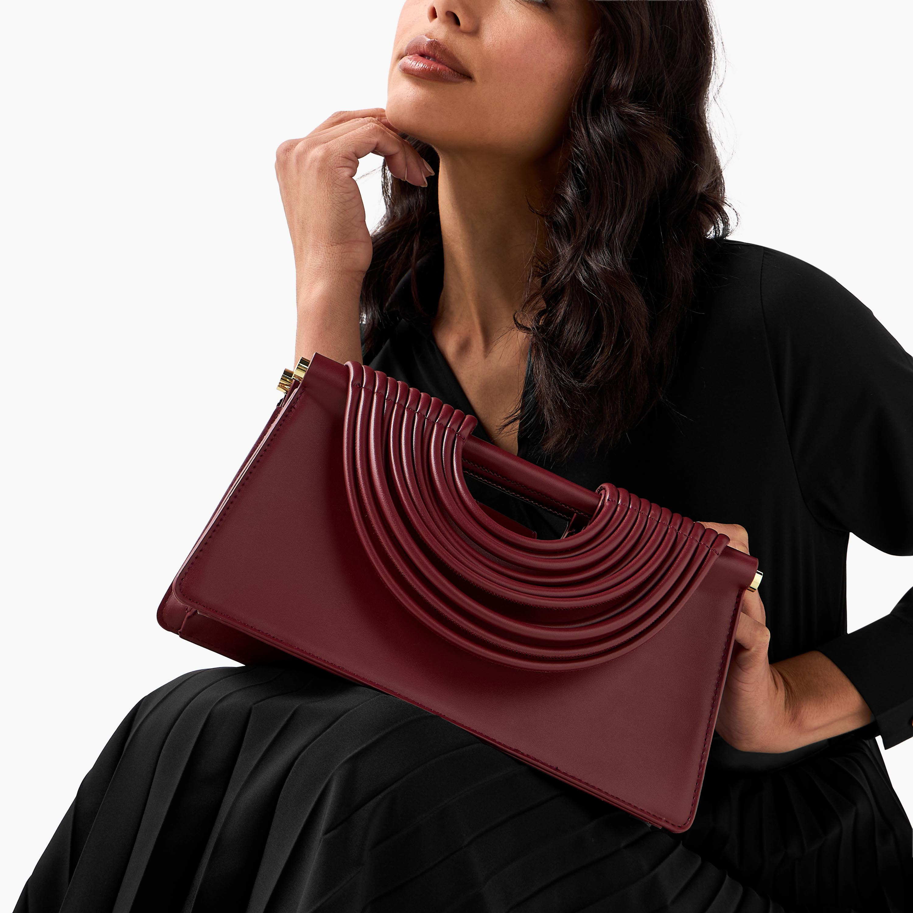 Textured Handle Clutch with Detachable Strap-women-bagsandwallets-handbags-image-8