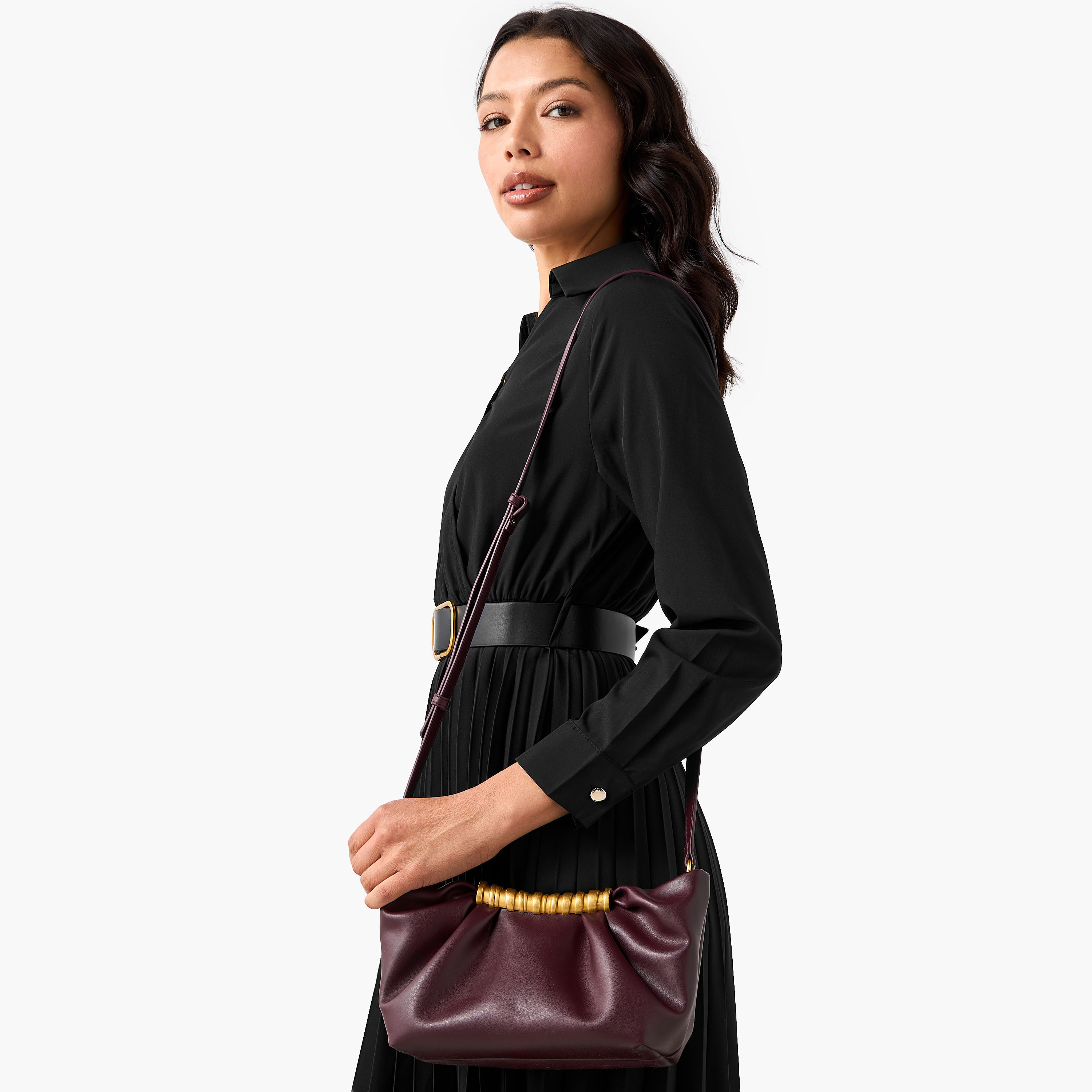 Ruched Crossbody Bag with Adjustable Strap-women-bagsandwallets-handbags-image-2