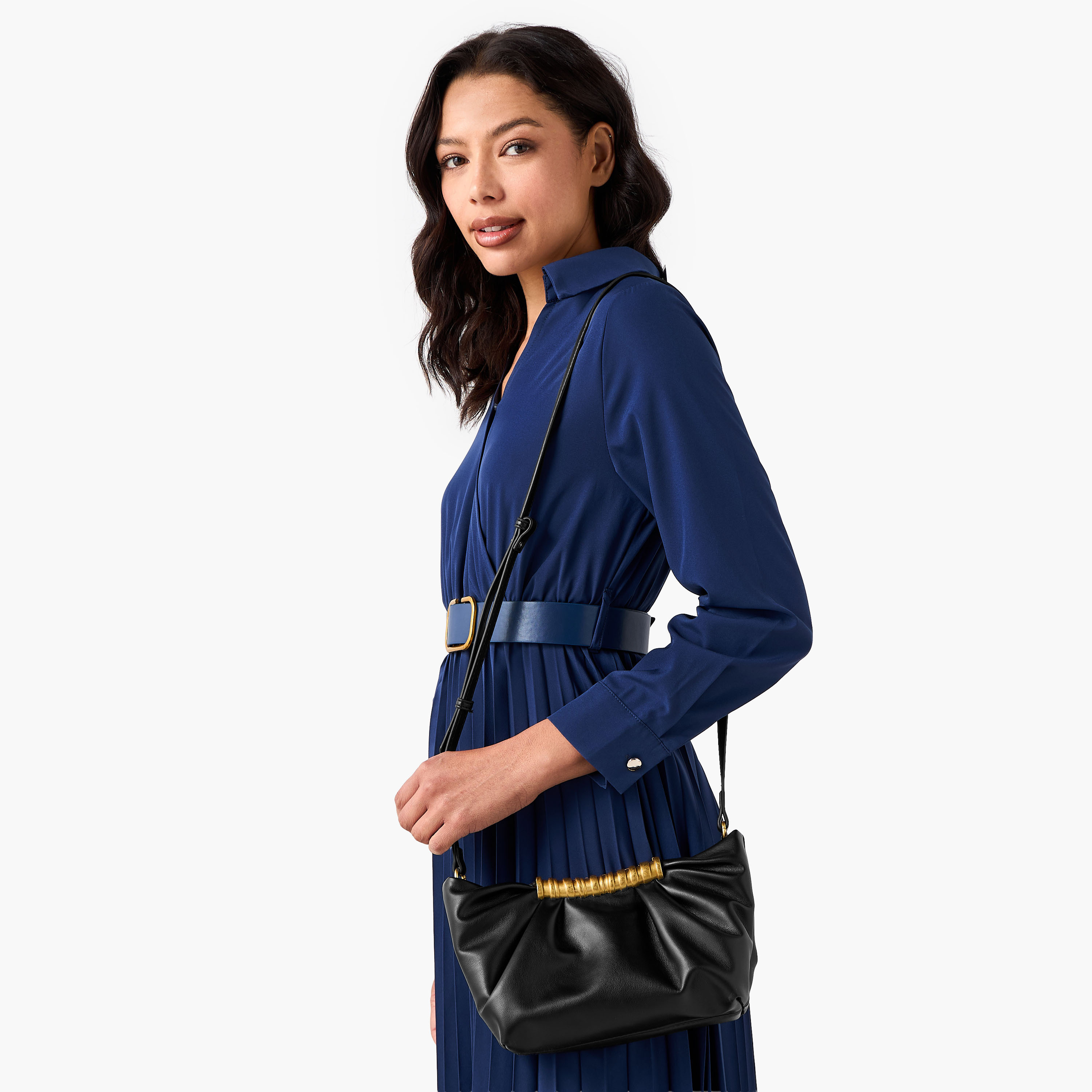 Ruched Crossbody Bag with Adjustable Strap-women-bagsandwallets-handbags-image-2
