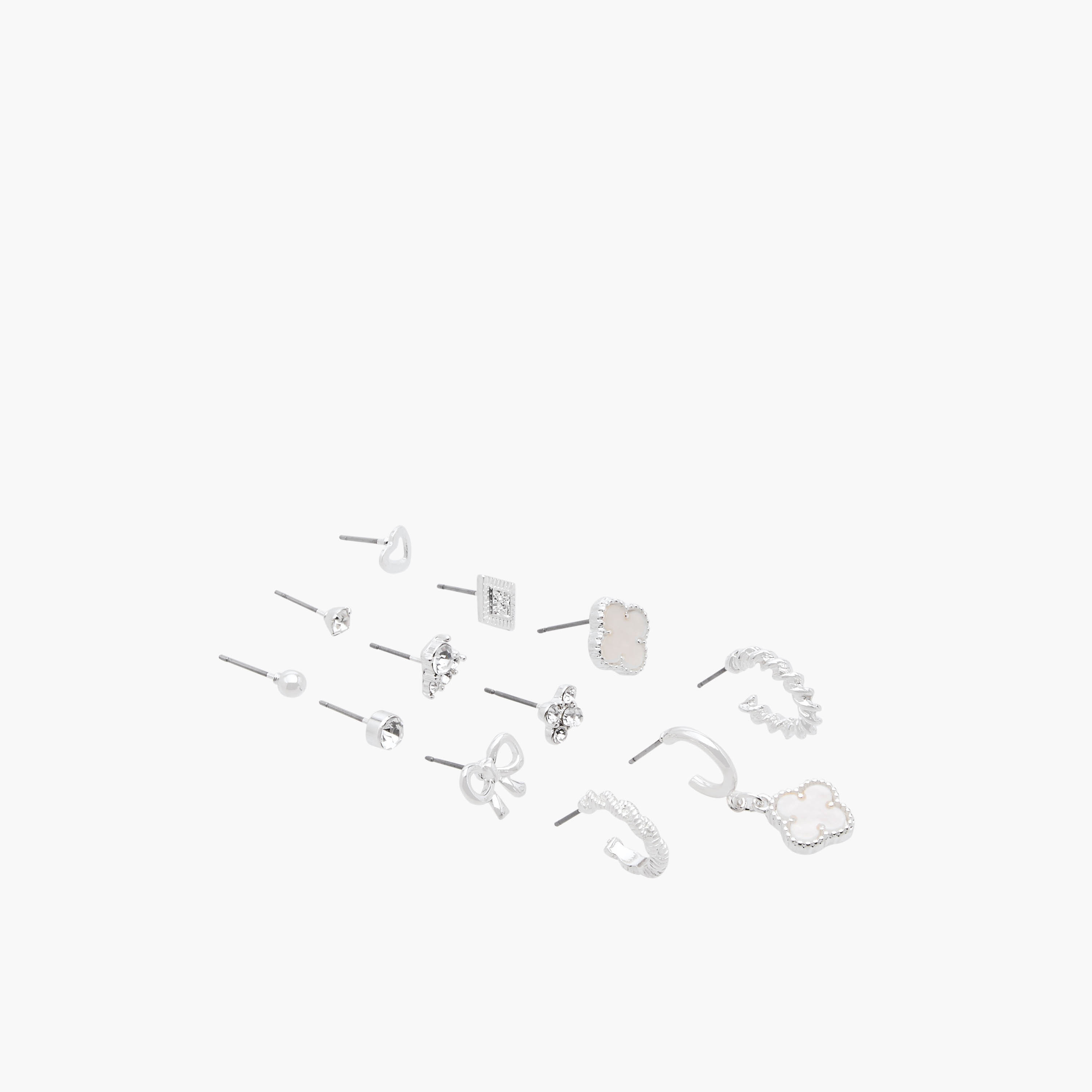 Pack of 12 Silver Tone Assorted Earrings with Pushback Closure-women-watchesandjewellery-jewellery-earrings-image-3