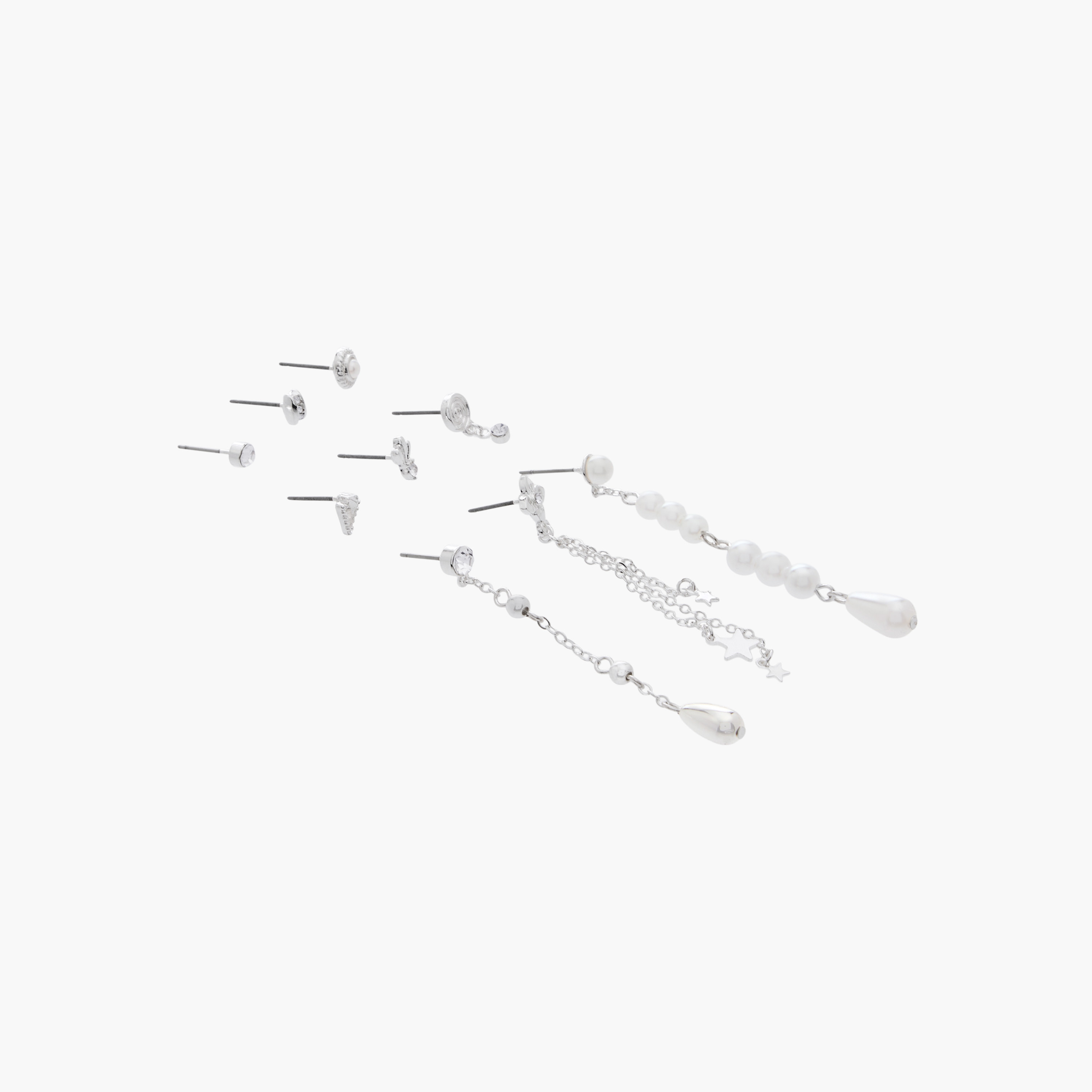 Pack of 9 Silver Tone Earrings with Pushback Closure-women-watchesandjewellery-jewellery-earrings-image-3