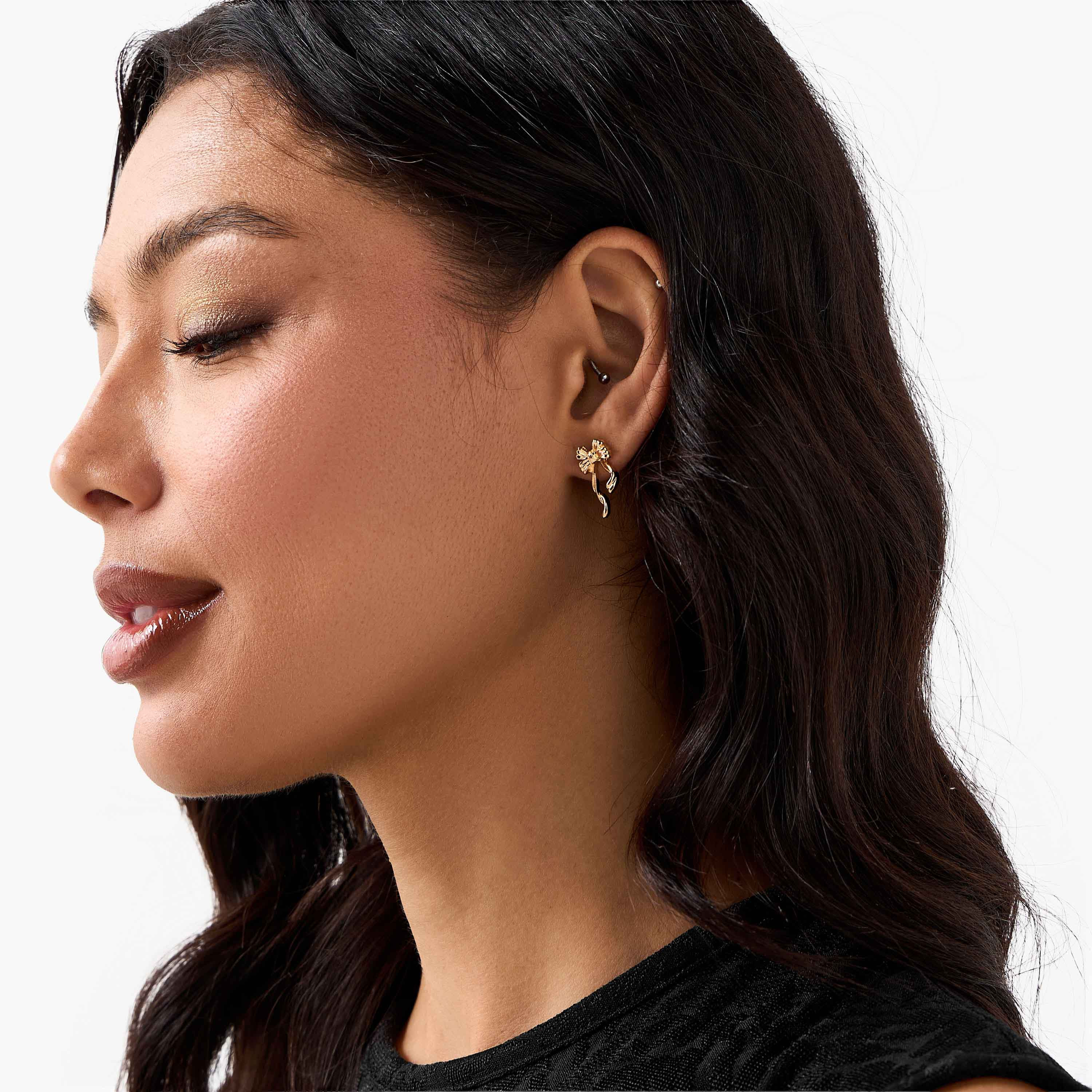 Pack of 9 Gold Tone Stud Earrings with Pushback Closure-women-watchesandjewellery-jewellery-earrings-image-2