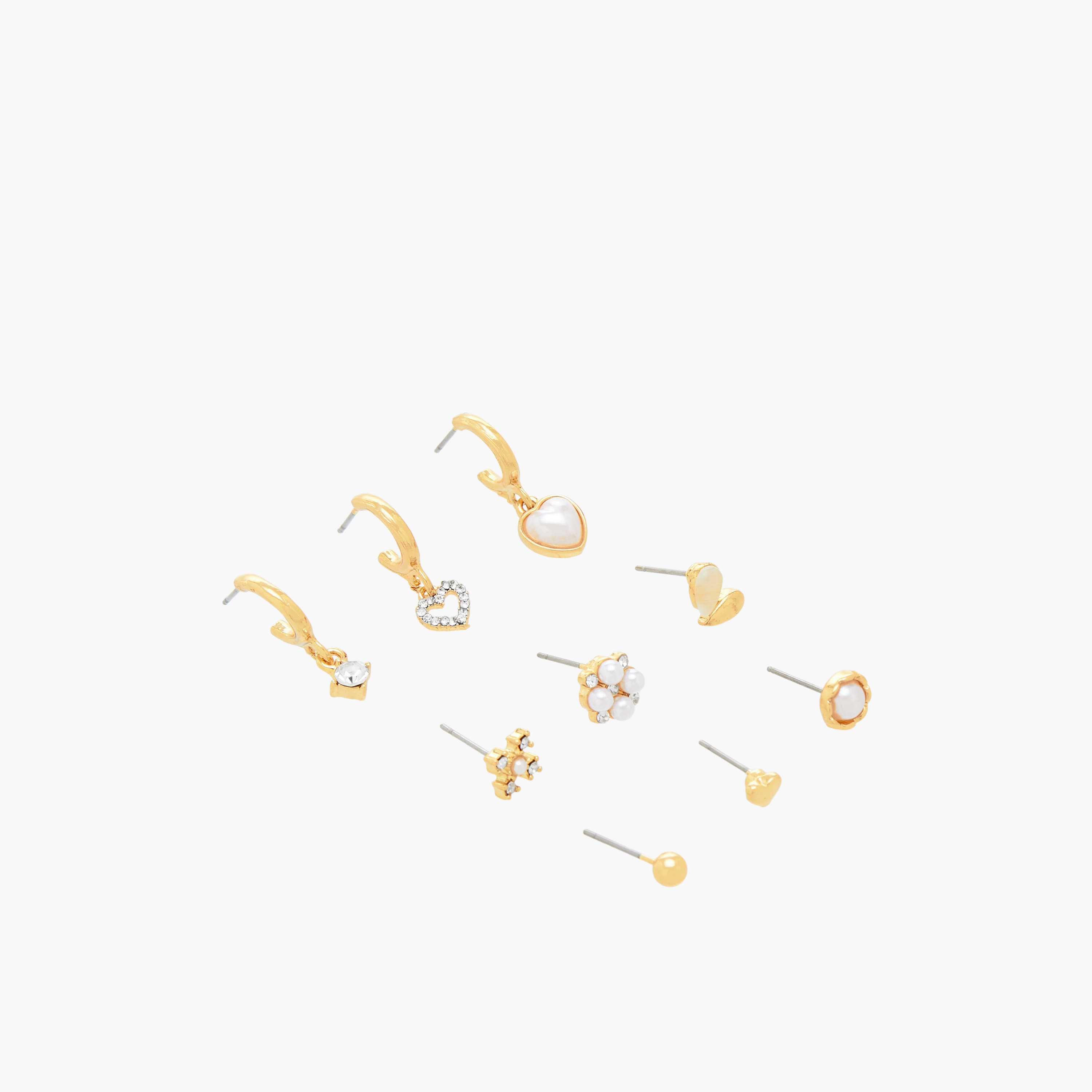 Pack of 9 Gold Tone Assorted Earrings with Pushback Closure-women-watchesandjewellery-jewellery-earrings-image-3