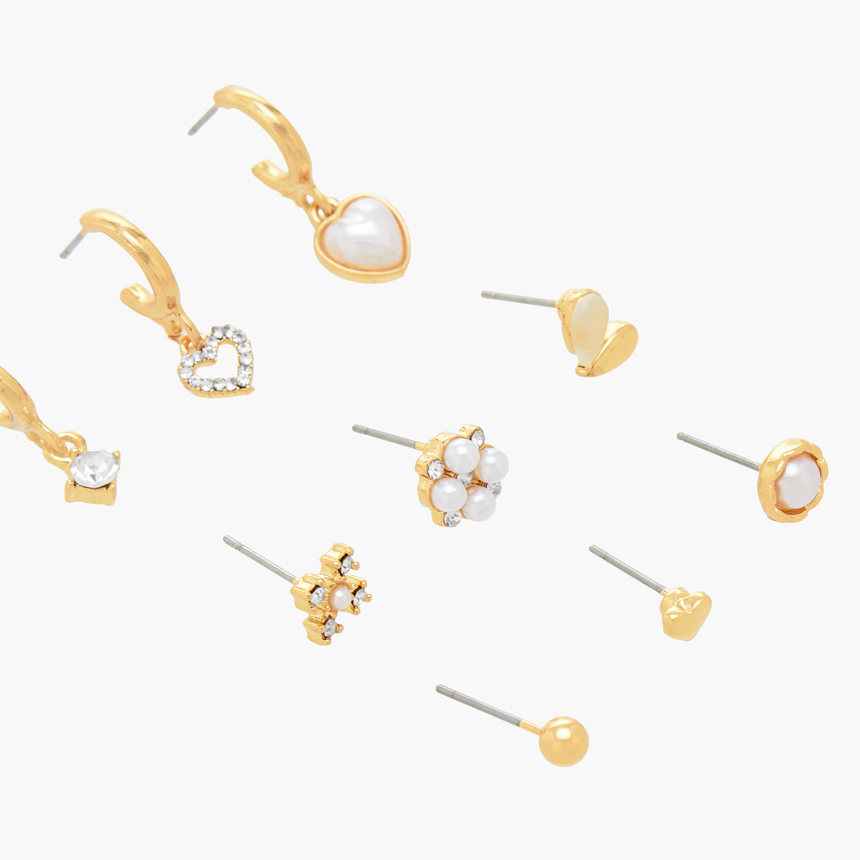 Pack of 9 Gold Tone Assorted Earrings with Pushback Closure-women-watchesandjewellery-jewellery-earrings-image-4