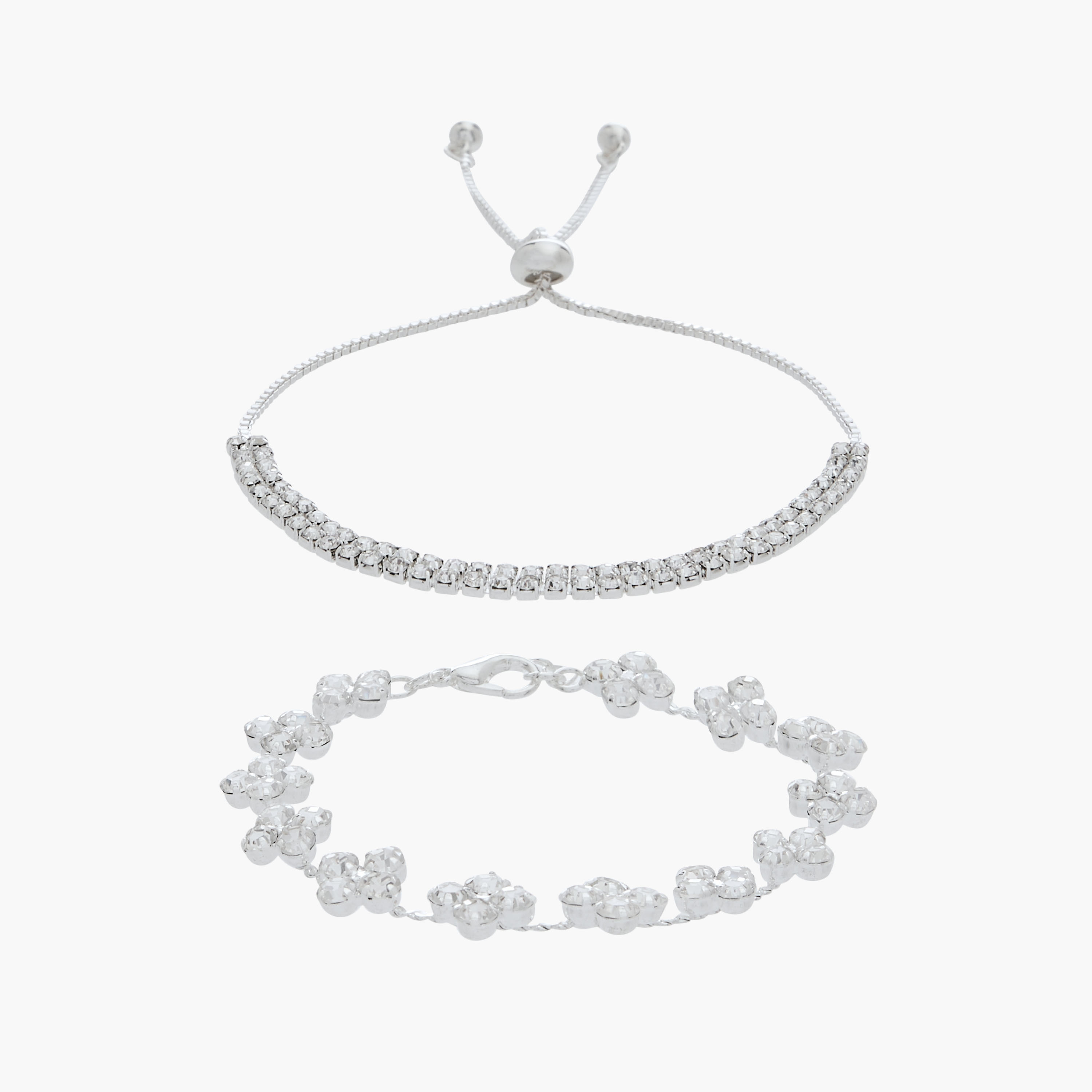 أساور فضية مزينة - طقم من قطعتين-women-watchesandjewellery-jewellery-banglesandbracelets-image-1