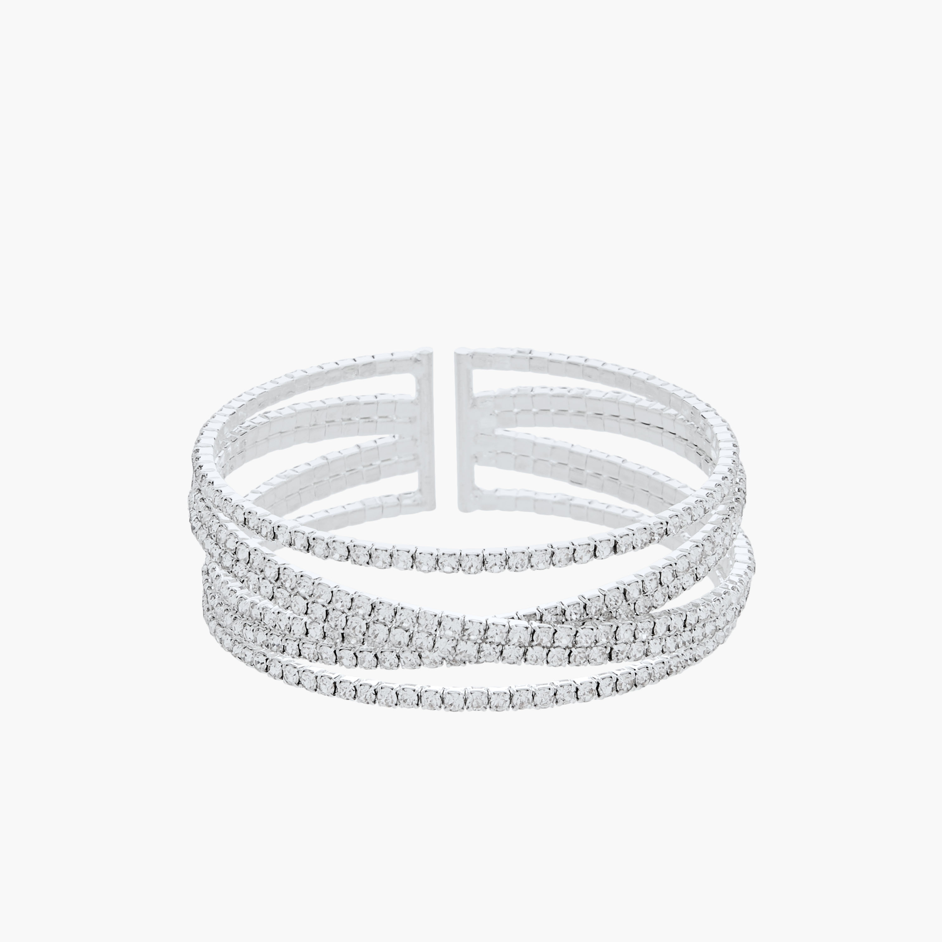 Silver Tone Stone Embellished Cuff Bracelet-women-watchesandjewellery-jewellery-banglesandbracelets-image-1