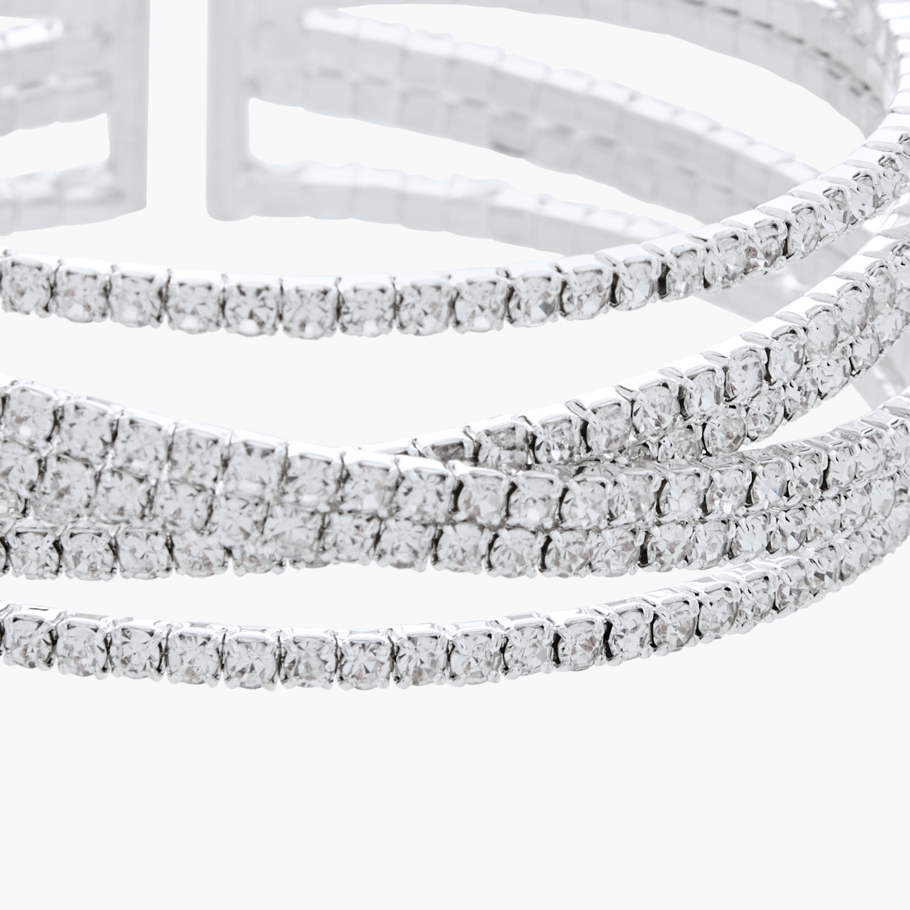 Silver Tone Stone Embellished Cuff Bracelet-women-watchesandjewellery-jewellery-banglesandbracelets-image-3