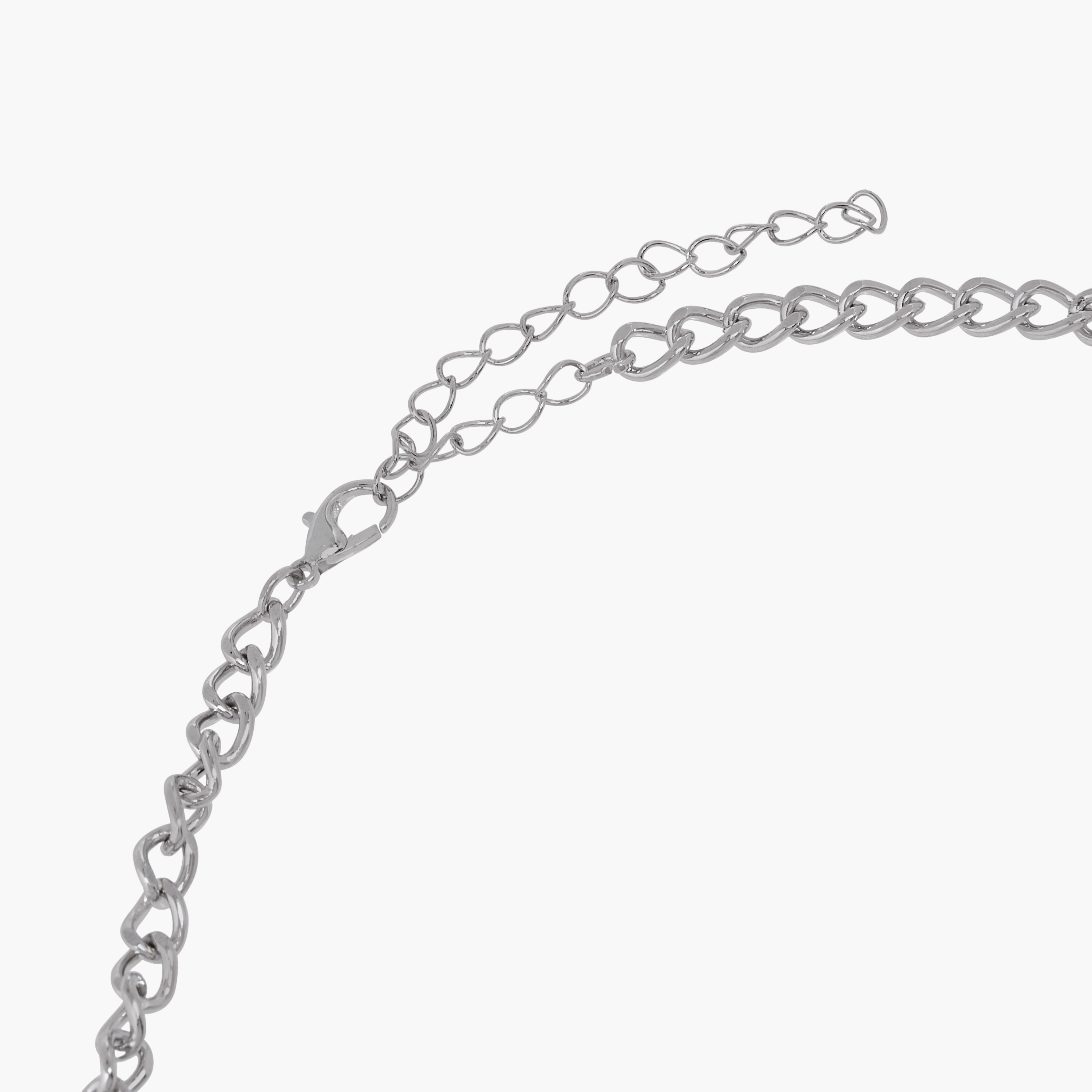Silver Tone Stone Embellished Layered Choker Necklace-women-watchesandjewellery-jewellery-necklacesandpendants-image-4