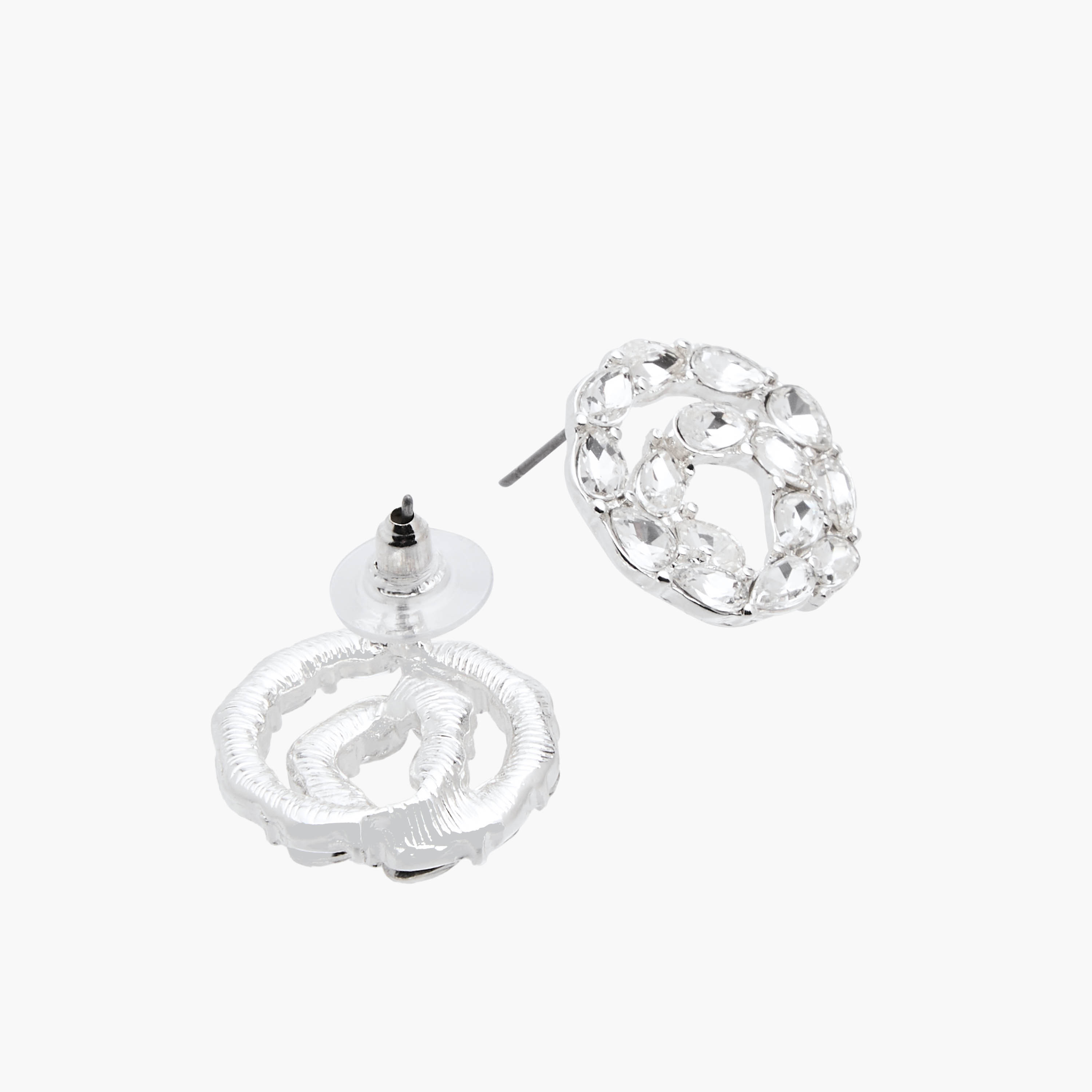 Metallic Embellished Stud Earrings with Pushback Closure-women-watchesandjewellery-jewellery-earrings-image-5
