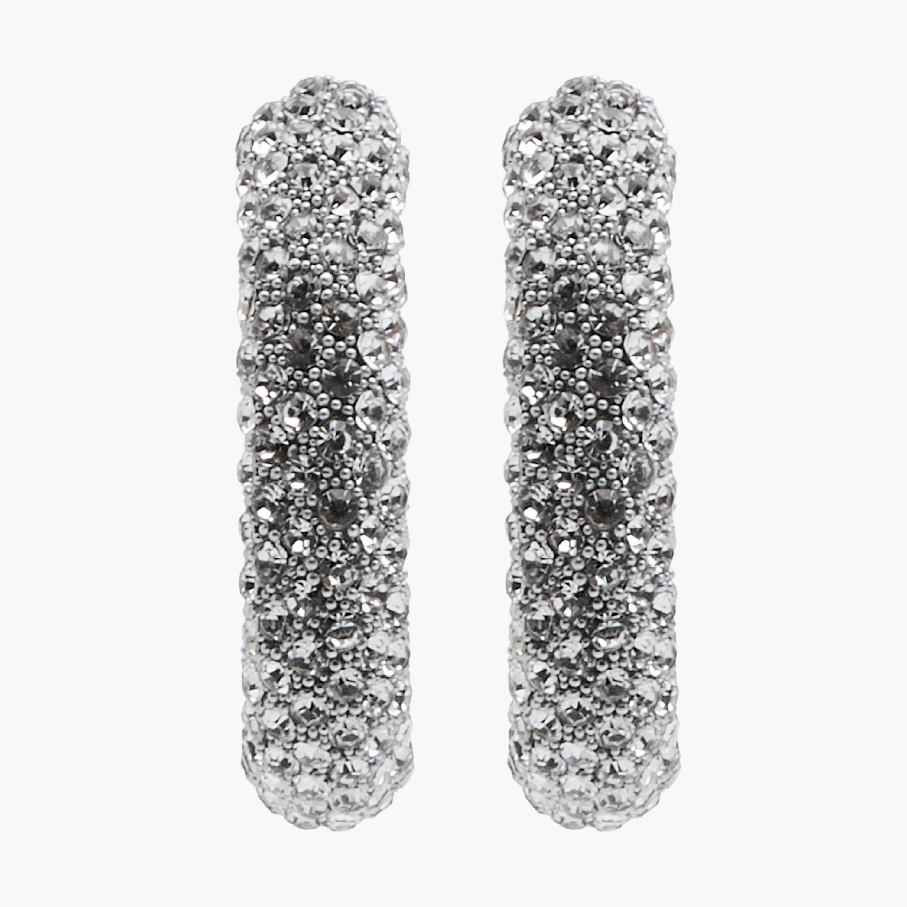 Metallic Embellished Hoop Earrings with Pushback Closure-women-watchesandjewellery-jewellery-earrings-image-3