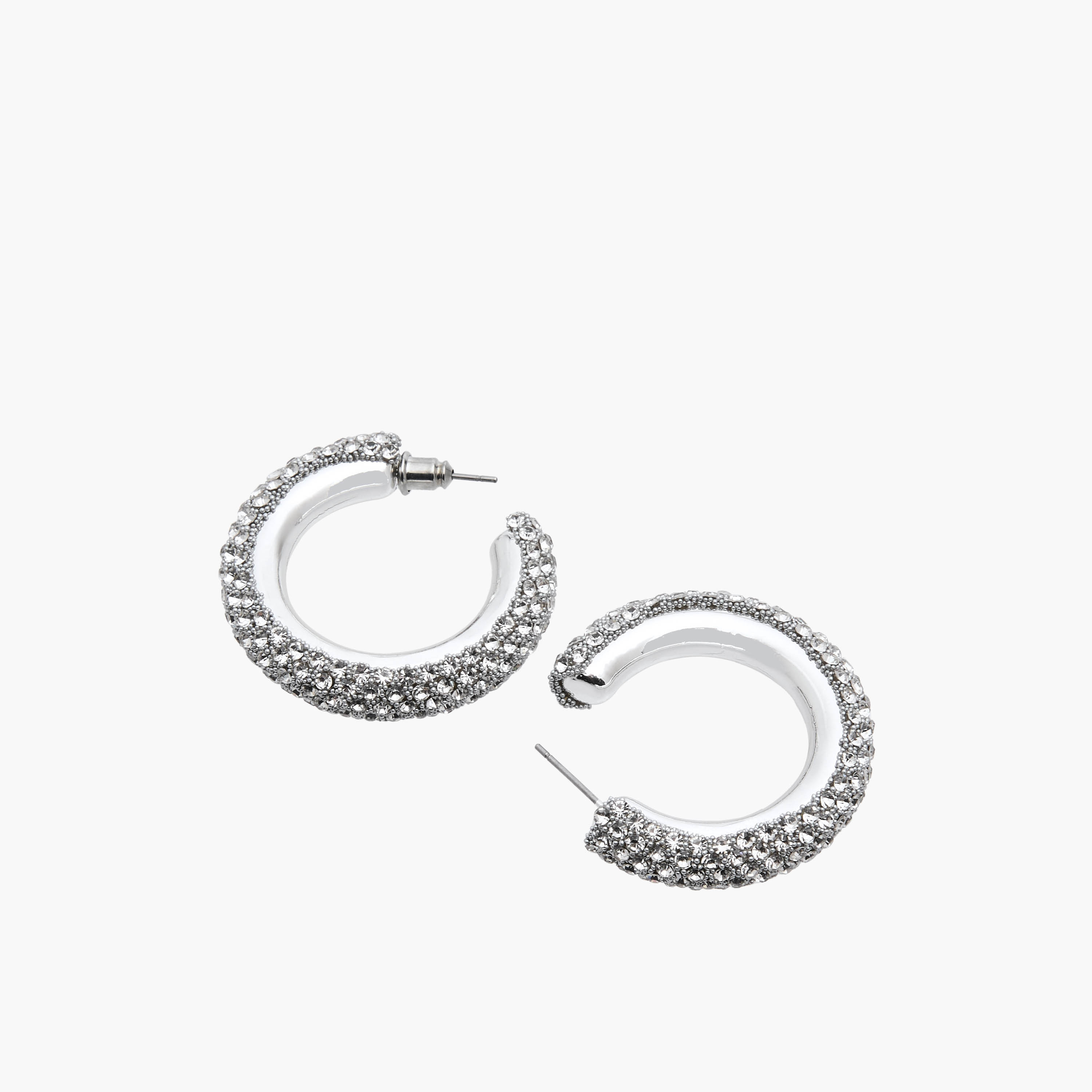 Metallic Embellished Hoop Earrings with Pushback Closure-women-watchesandjewellery-jewellery-earrings-image-5
