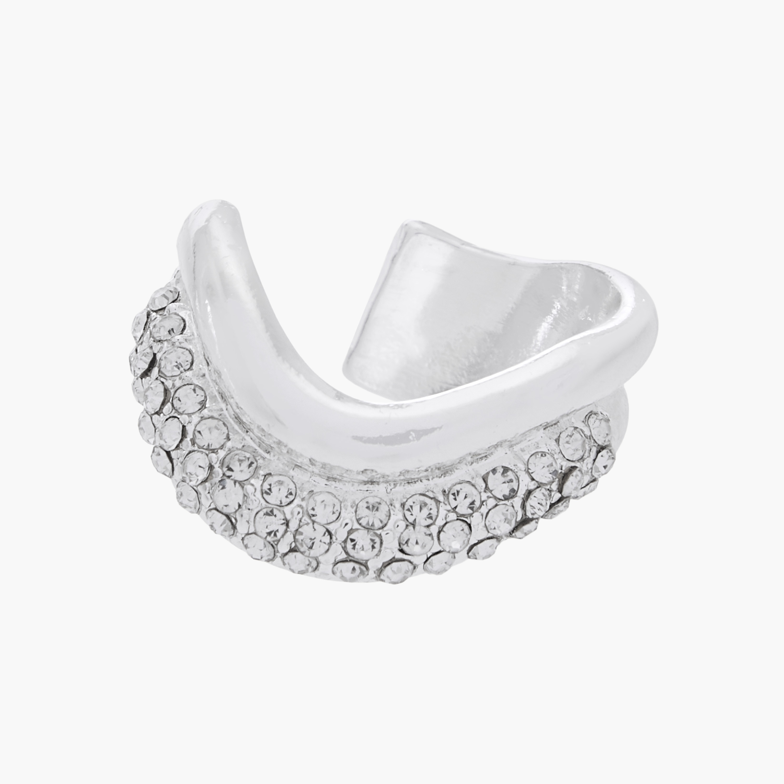 Silver Tone Stone Embellished Hoop Earrings with Pushback Closure-women-watchesandjewellery-jewellery-earrings-image-7