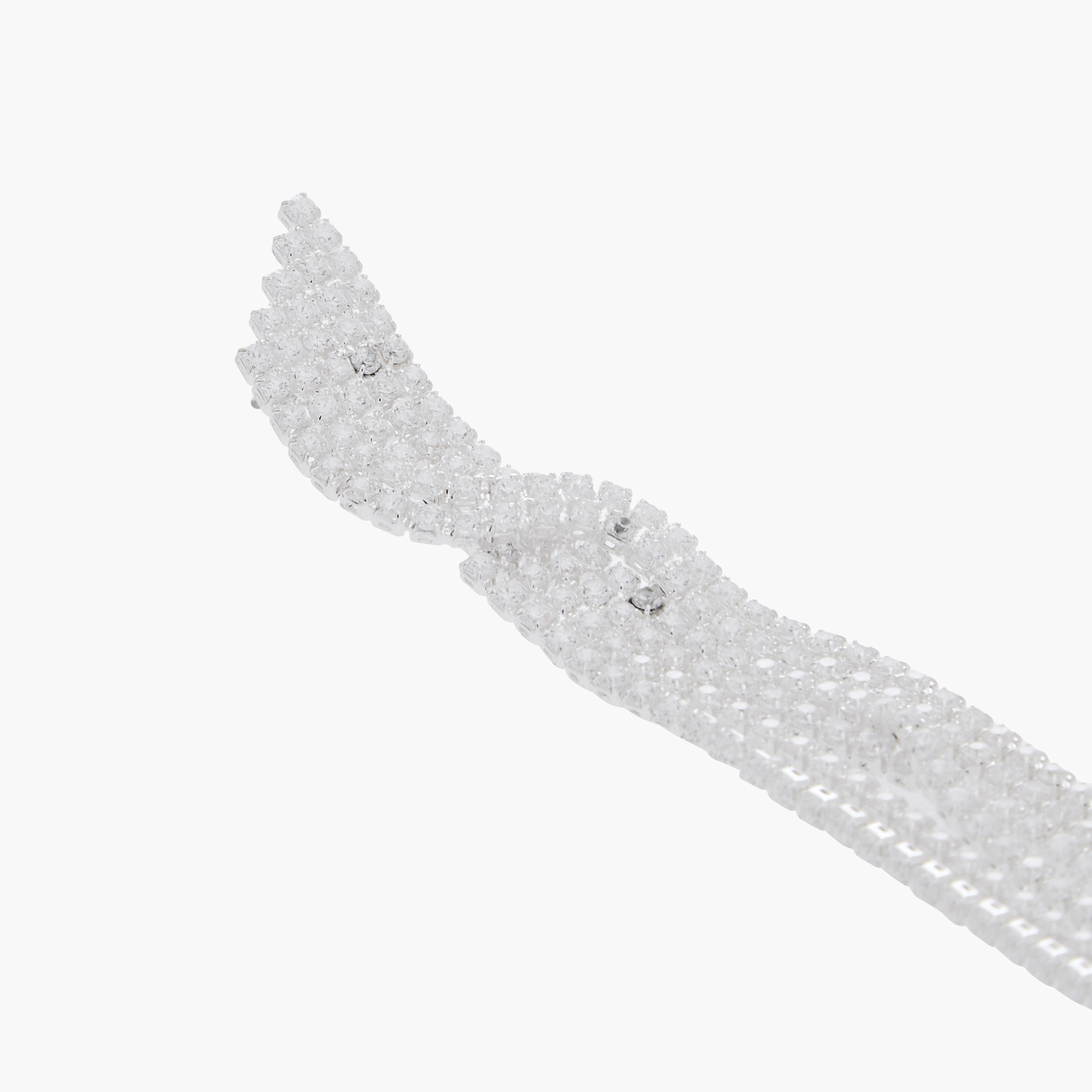 Silver Tone Cubic Zirconia Embellished Drop Earrings with Pushback Closure-women-watchesandjewellery-jewellery-earrings-image-5
