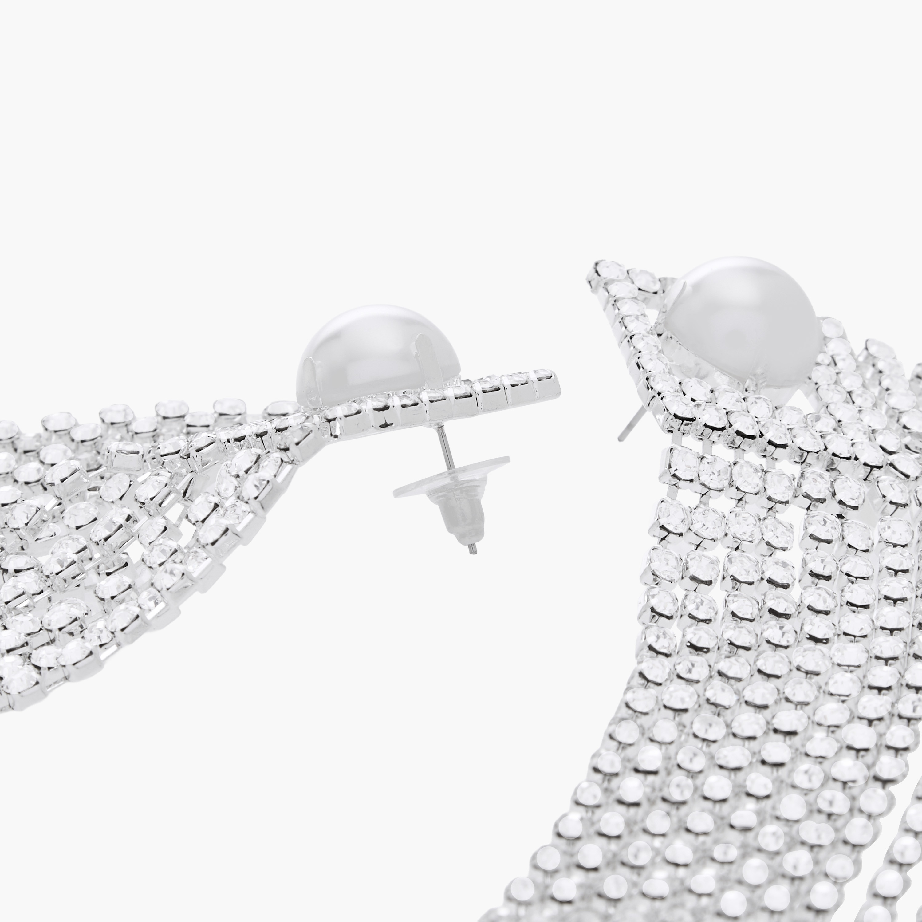 Metallic Embellished Tassel Earrings with Pushback Closure-women-watchesandjewellery-jewellery-earrings-image-4