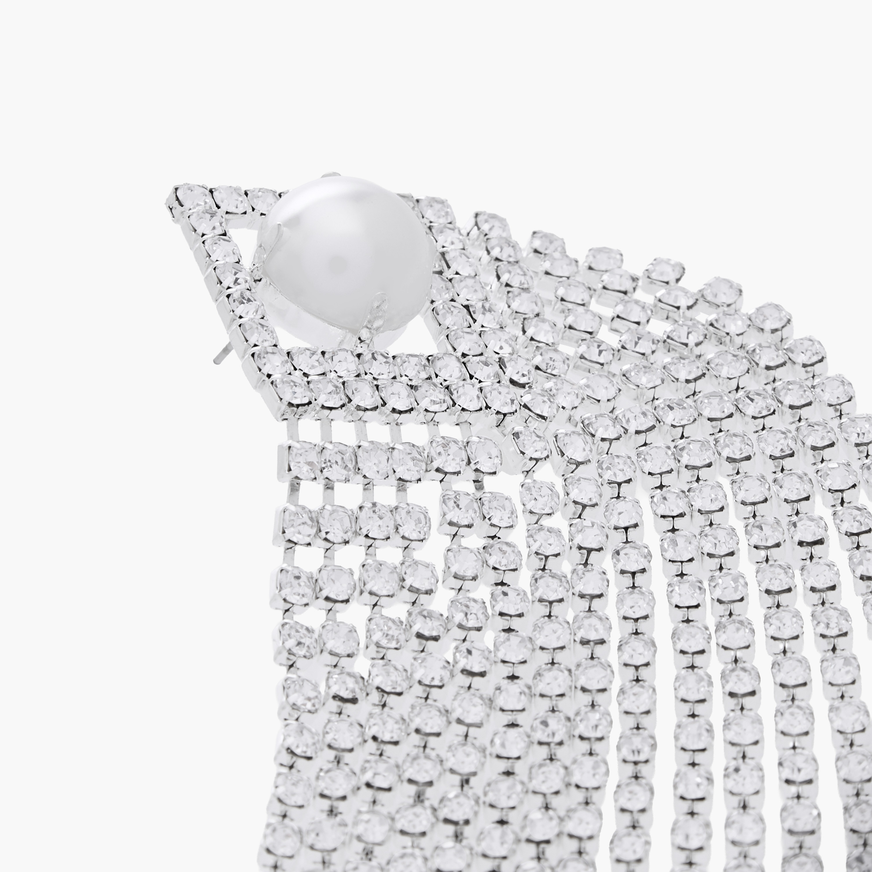 Metallic Embellished Tassel Earrings with Pushback Closure-women-watchesandjewellery-jewellery-earrings-image-5