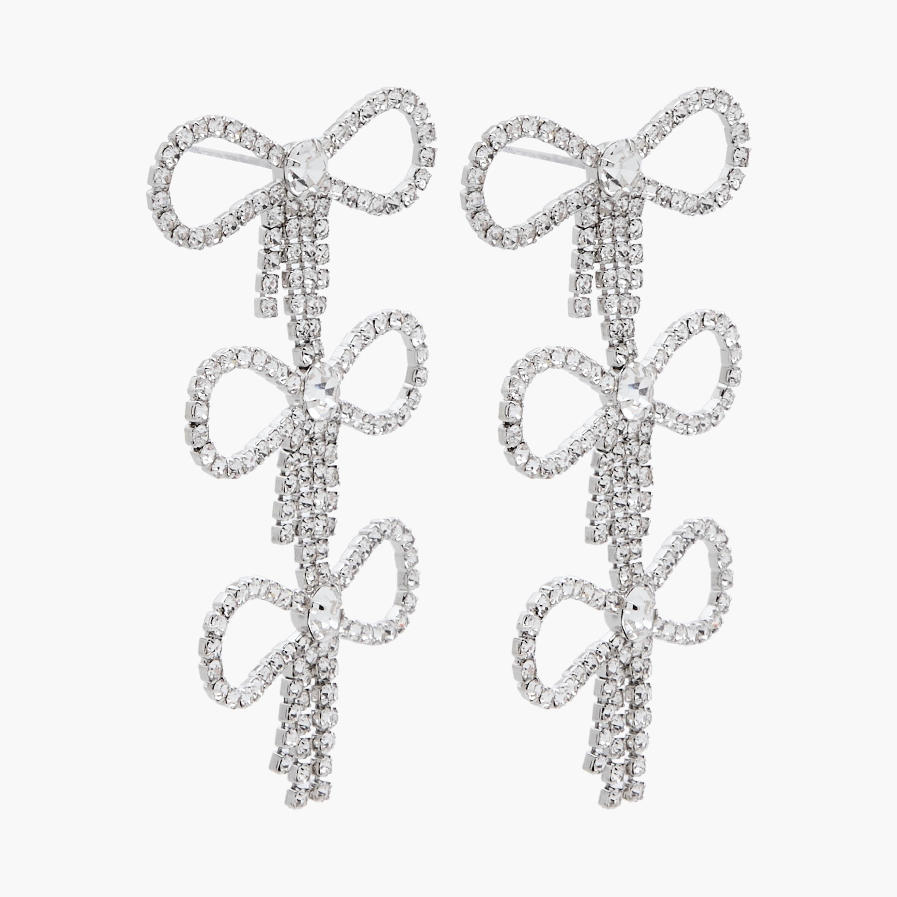 Silver Finish Bow Shape Drop Earrings with Pushback Closure-women-watchesandjewellery-jewellery-earrings-image-3