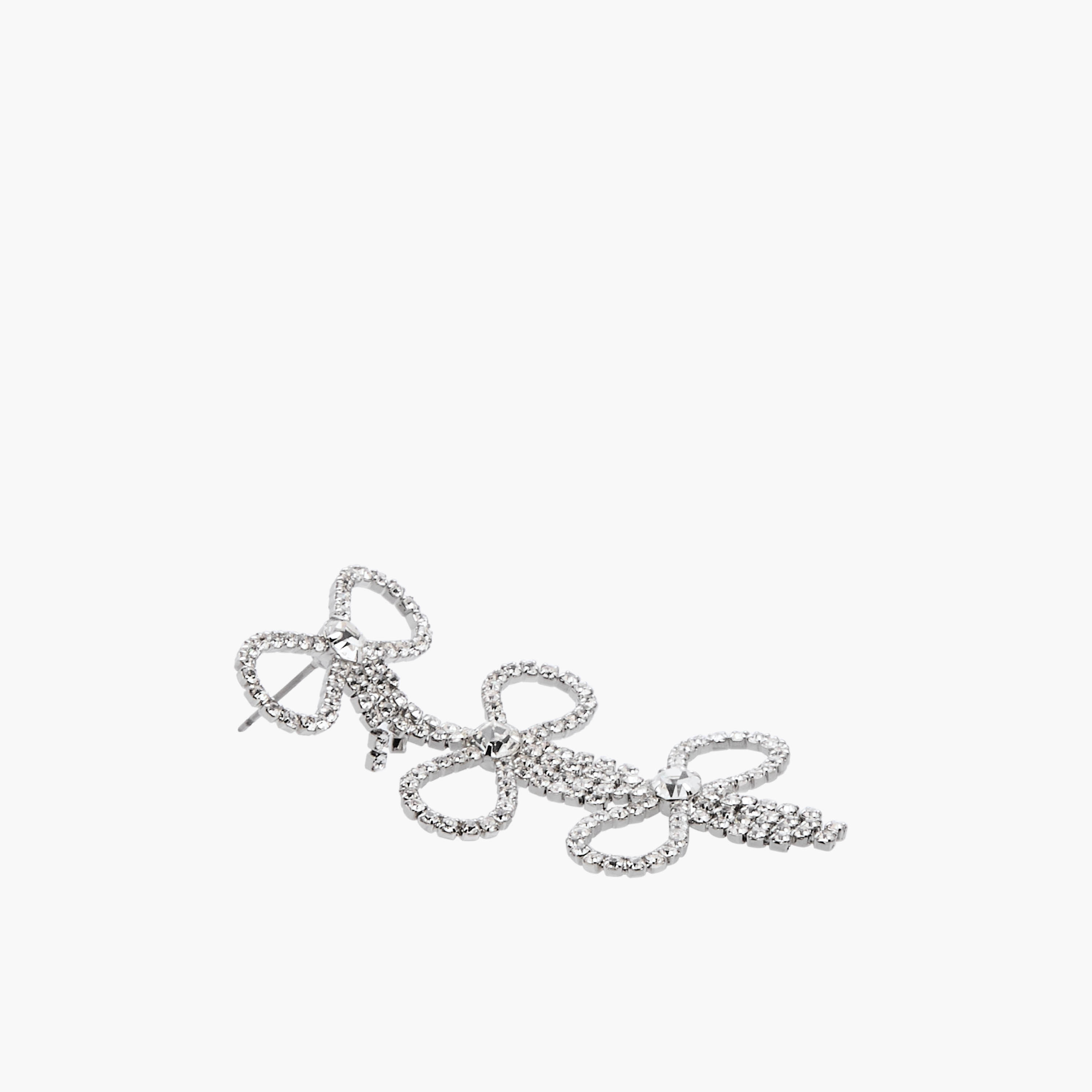 Silver Finish Bow Shape Drop Earrings with Pushback Closure-women-watchesandjewellery-jewellery-earrings-image-4