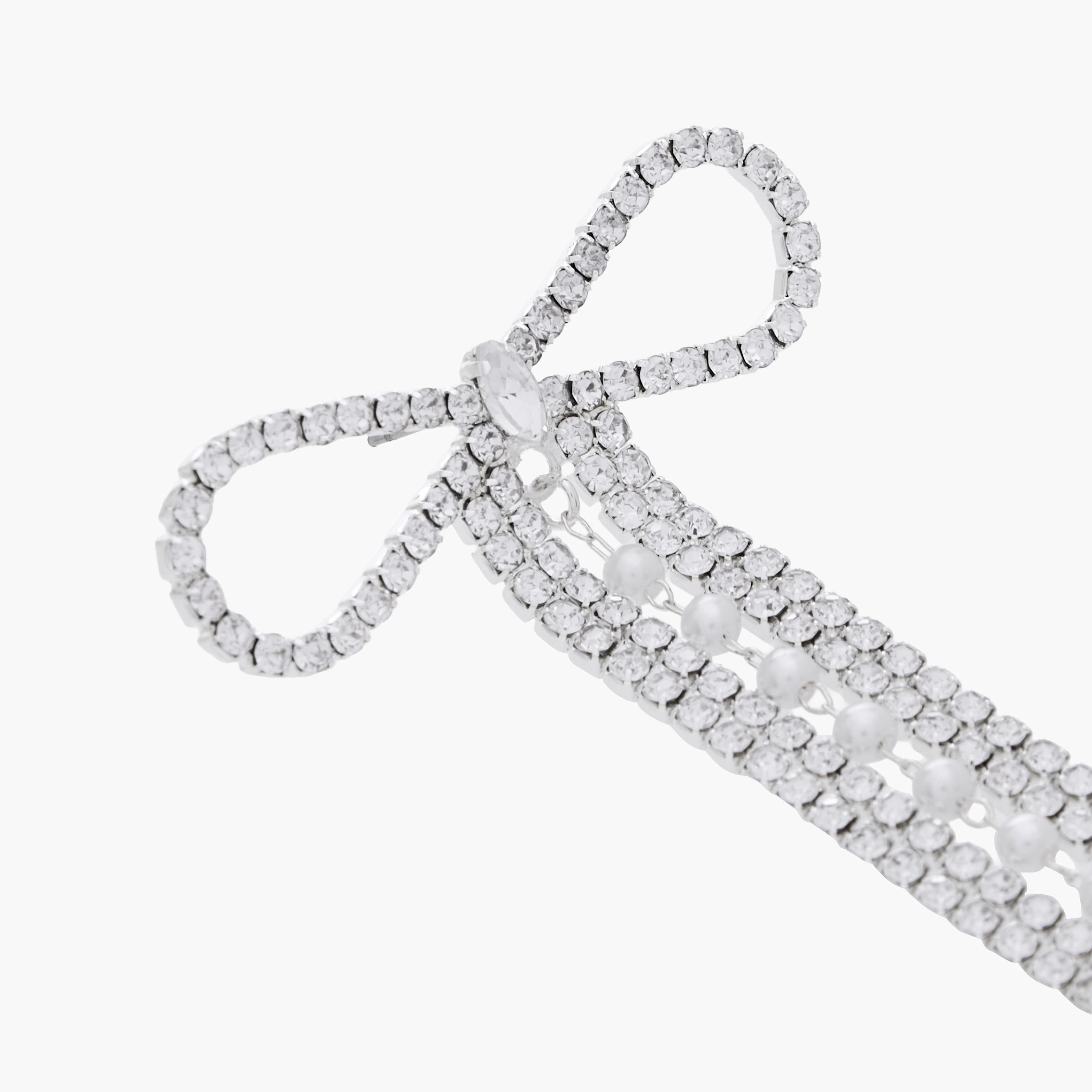 Silver Tone Bow Embellished Drop Earrings with Pushback Closure-women-watchesandjewellery-jewellery-earrings-image-5