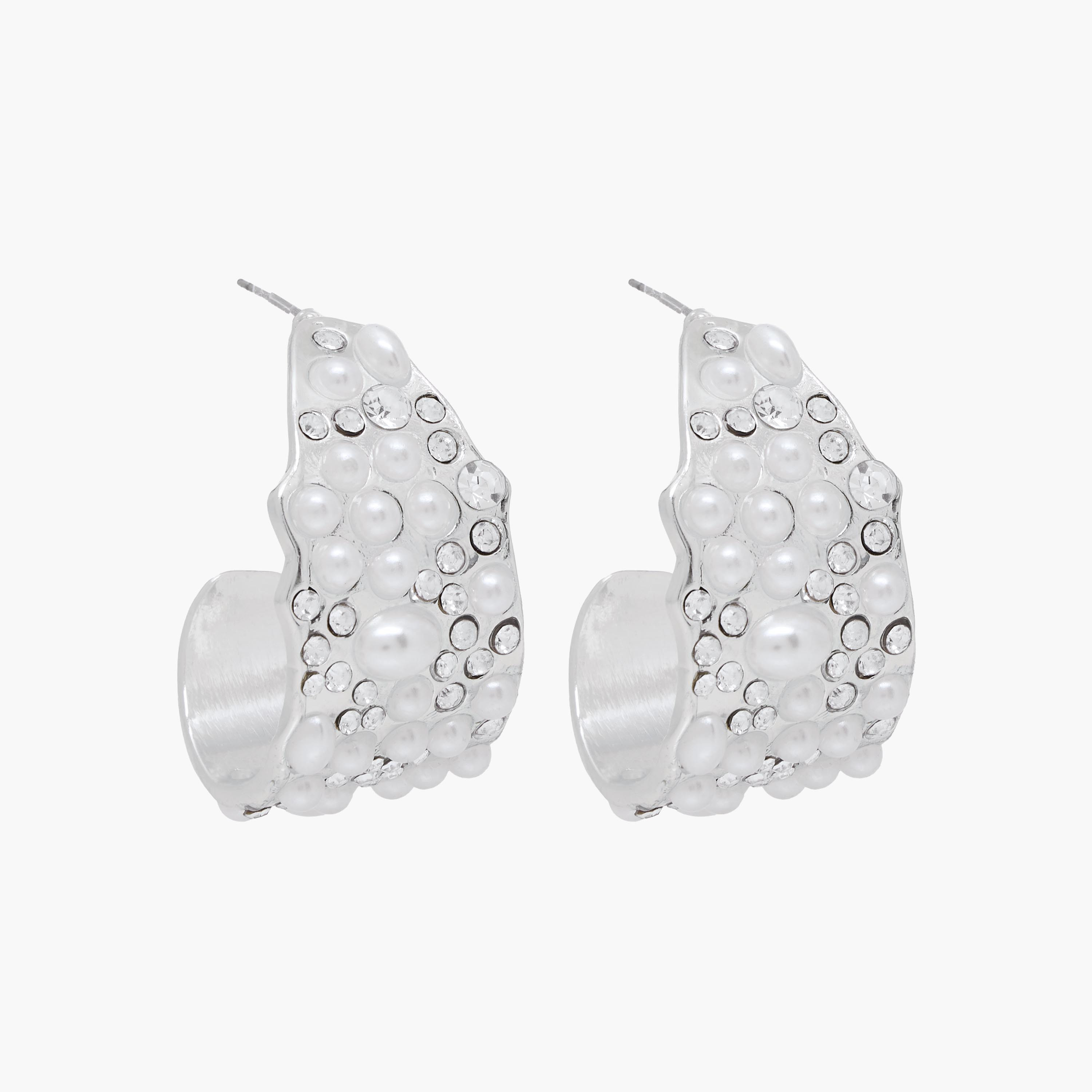 حلق طوق لؤلؤ مزين بلون فضي-women-watchesandjewellery-jewellery-earrings-image-3