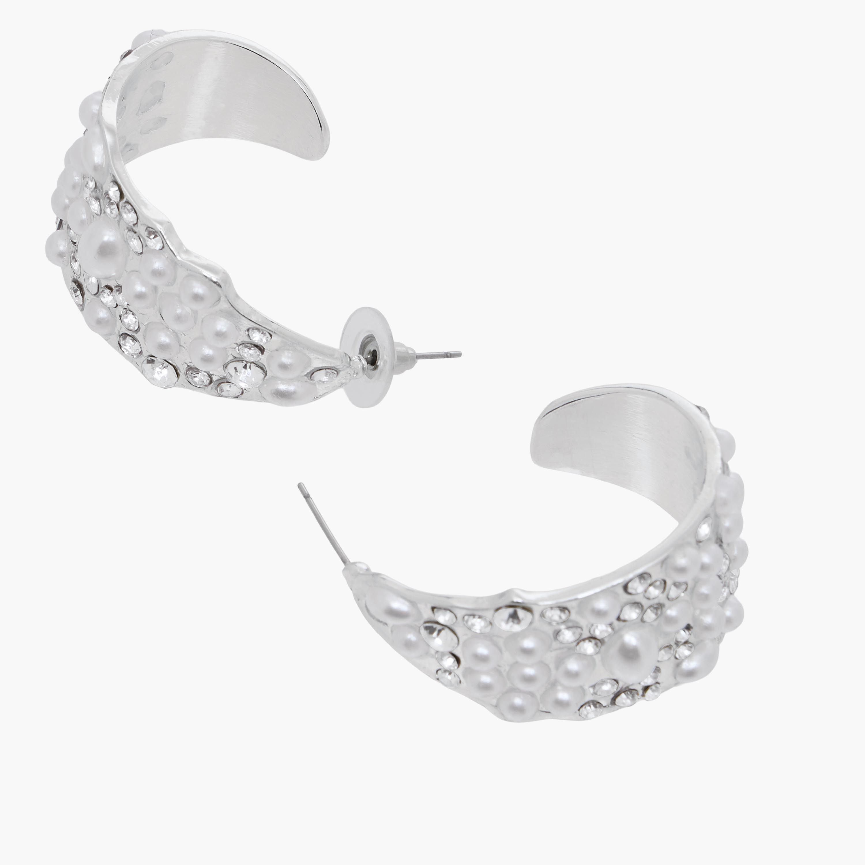 حلق طوق لؤلؤ مزين بلون فضي-women-watchesandjewellery-jewellery-earrings-image-4