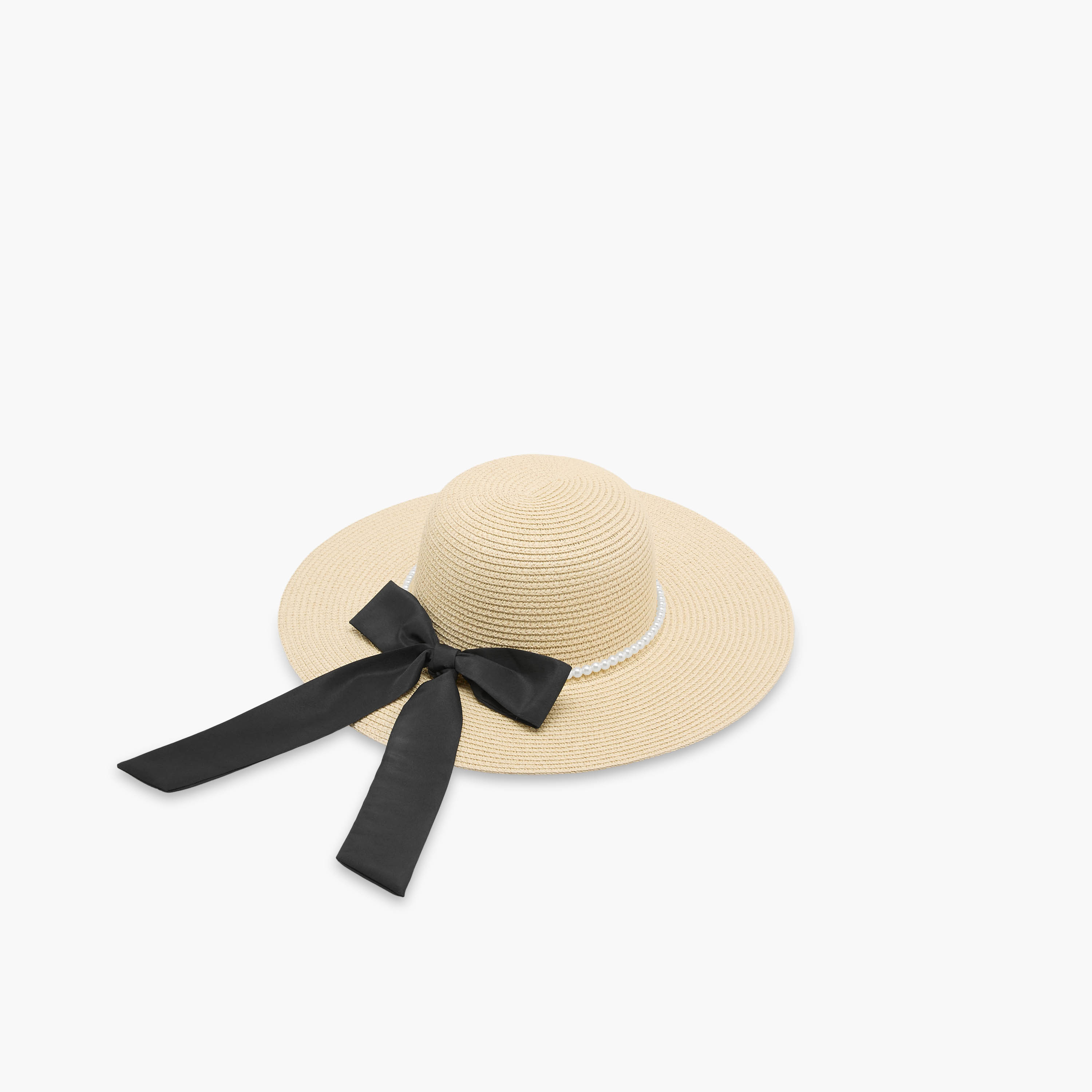Textured Bow and Pearl Trim Beach Hat-women-clothingaccessories-capsandhats-image-3