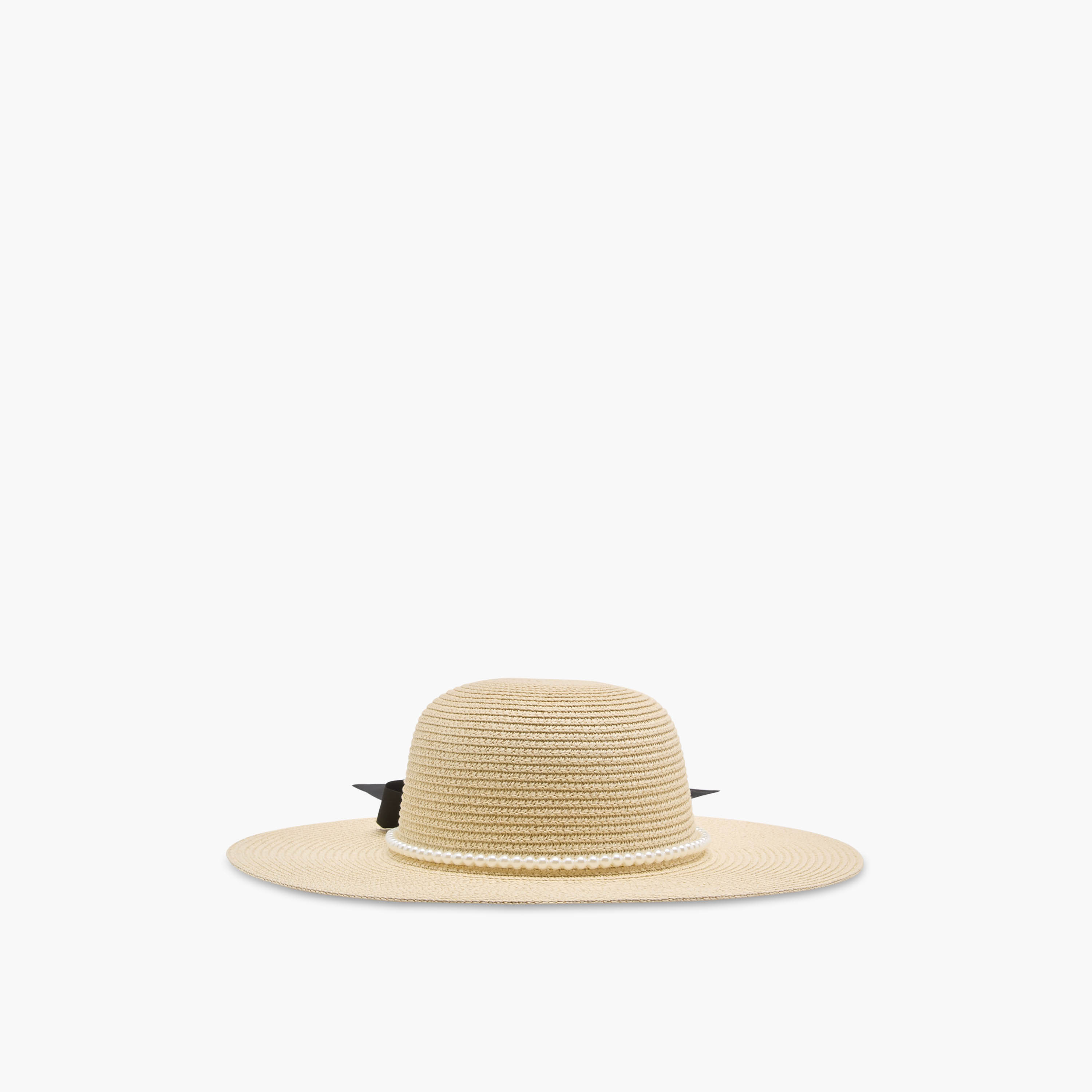 Textured Bow and Pearl Trim Beach Hat-women-clothingaccessories-capsandhats-image-4