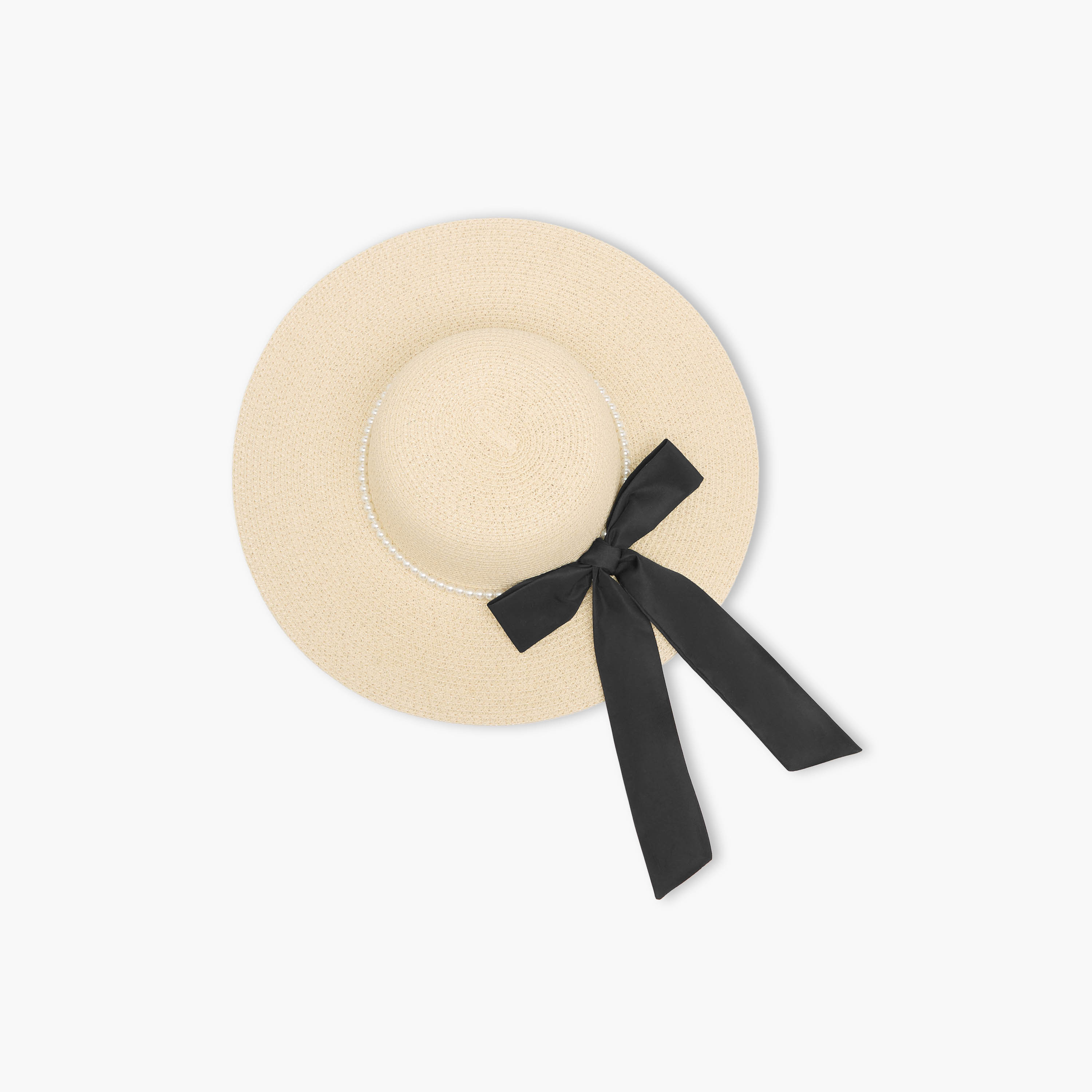 Textured Bow and Pearl Trim Beach Hat-women-clothingaccessories-capsandhats-image-5