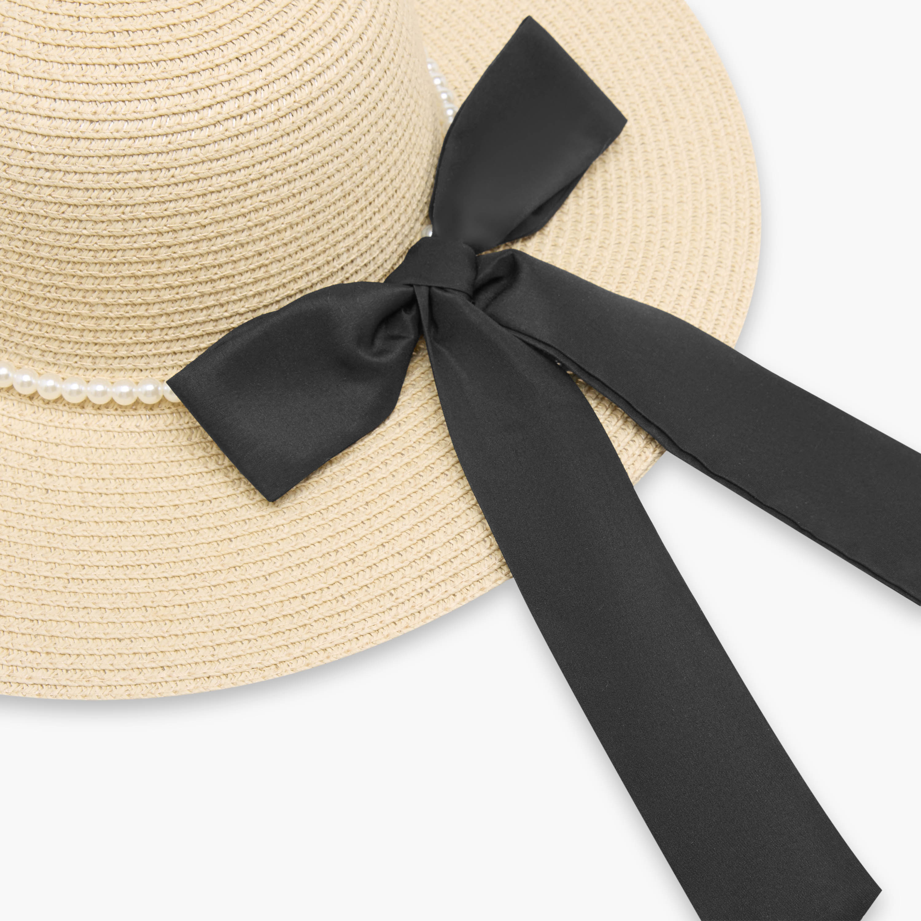 Textured Bow and Pearl Trim Beach Hat-women-clothingaccessories-capsandhats-image-6