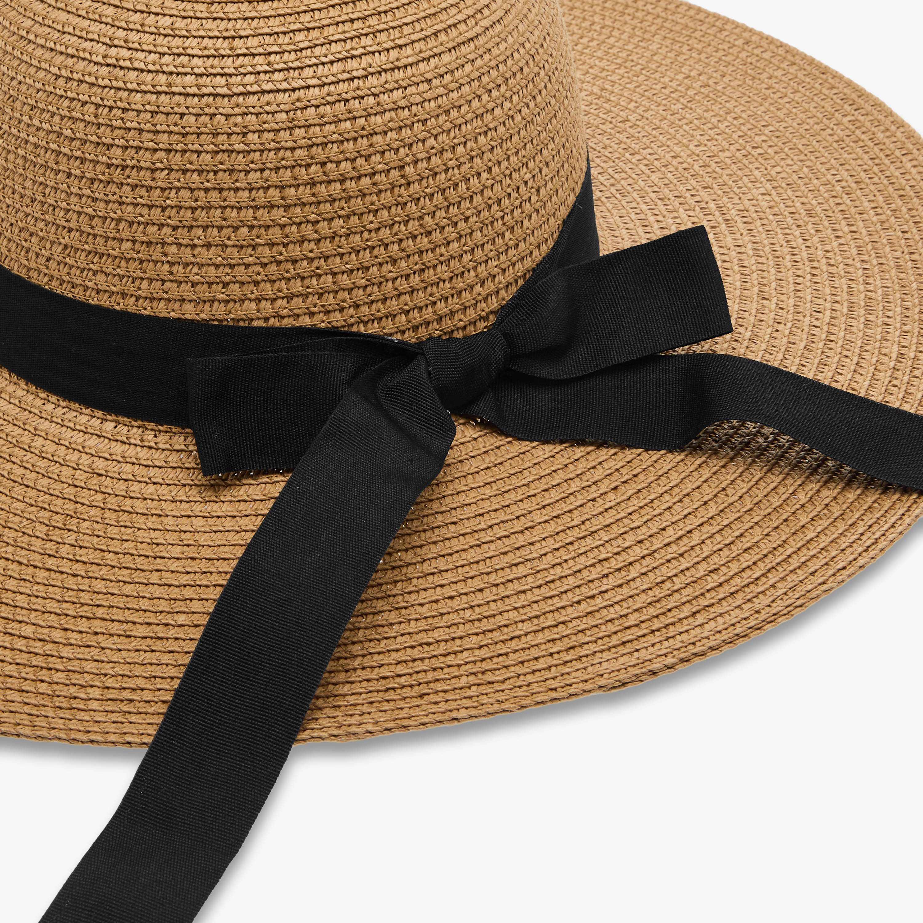 Textured Bow Trim Beach Hat-women-clothingaccessories-capsandhats-image-4