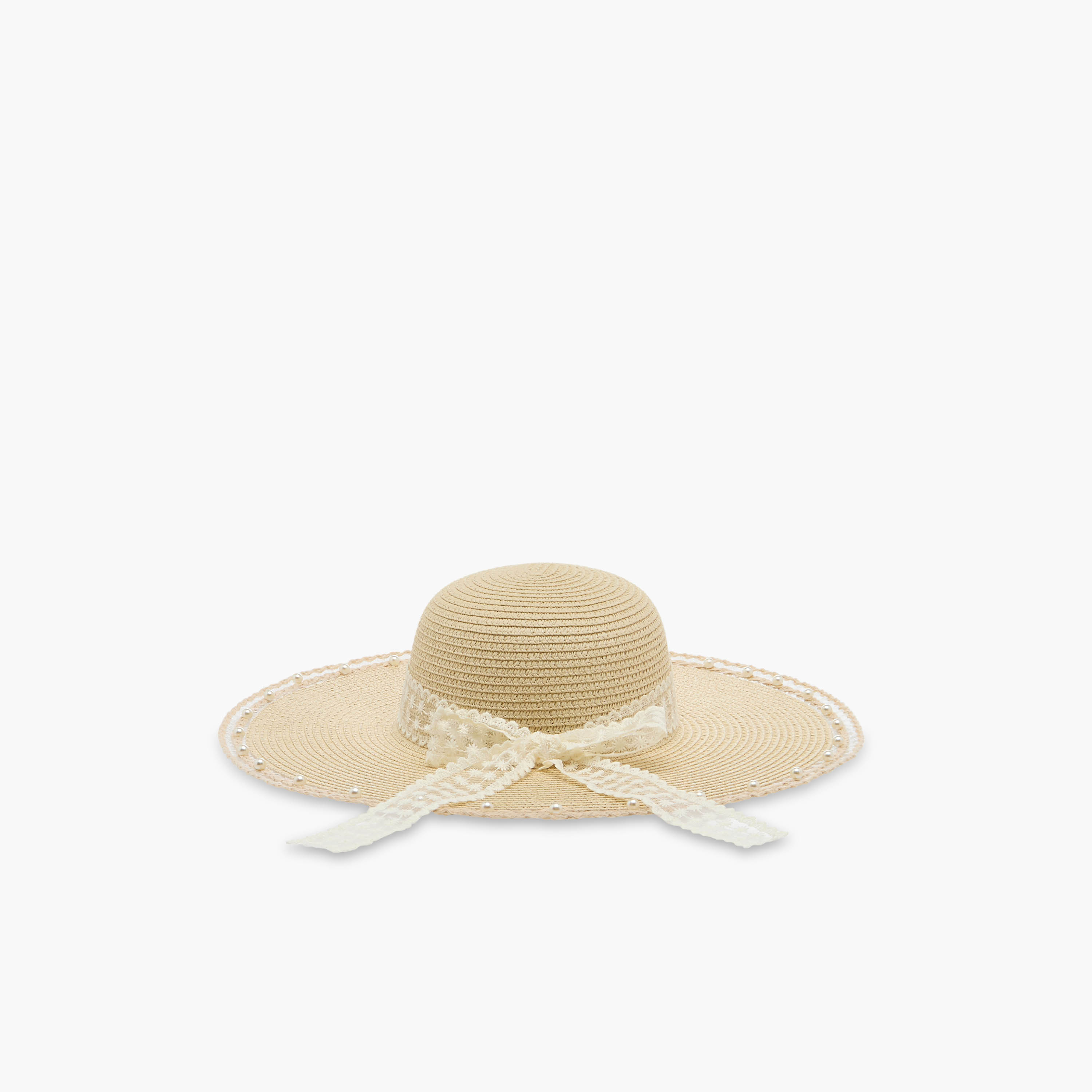 Textured Pearl and Lace Beach Hat-women-clothingaccessories-capsandhats-image-1