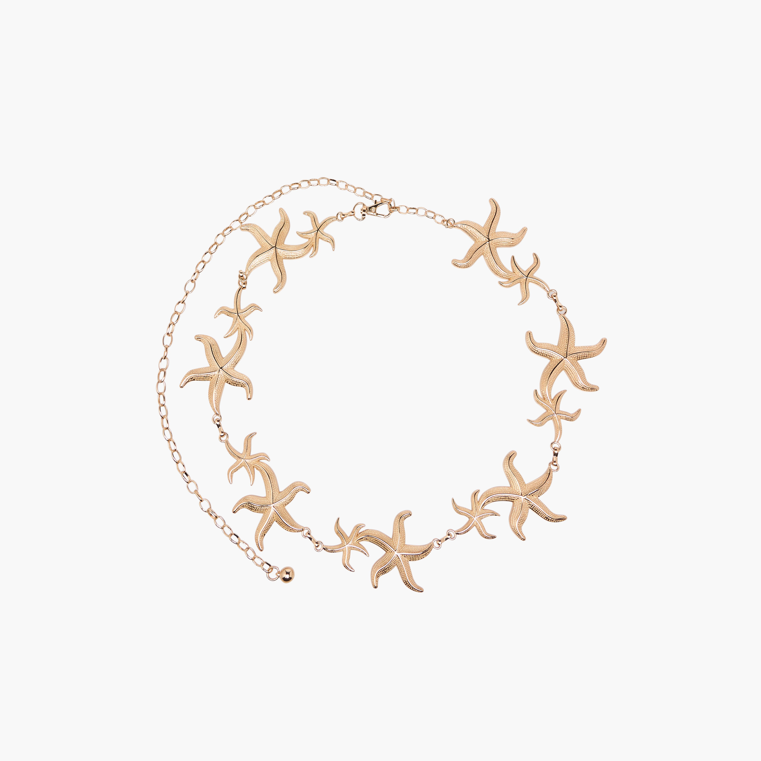 Gold Tone Starfish Design Waist Belt with Lobster Clasp Closure-women-clothingaccessories-belts-image-1