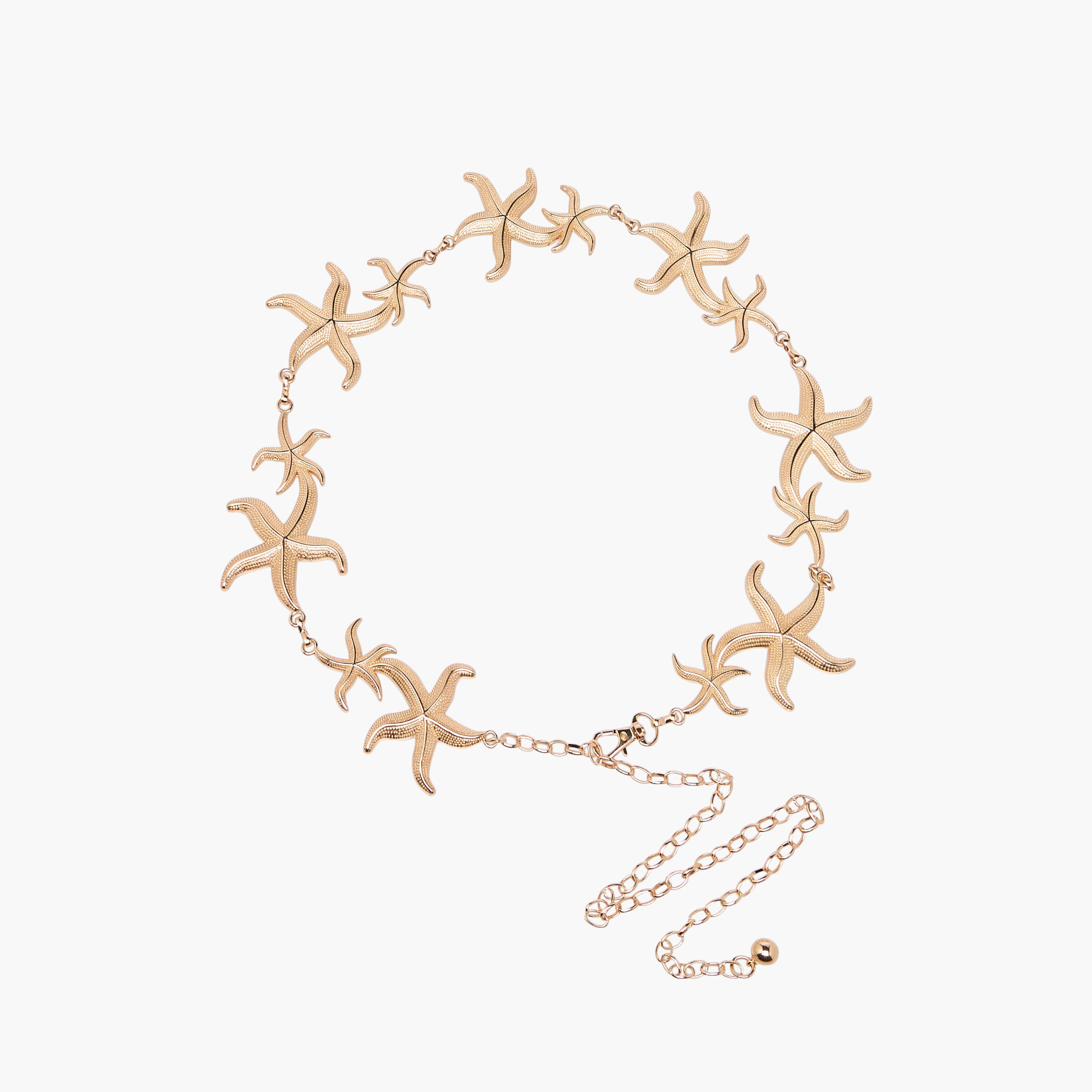 Gold Tone Starfish Design Waist Belt with Lobster Clasp Closure-women-clothingaccessories-belts-image-3