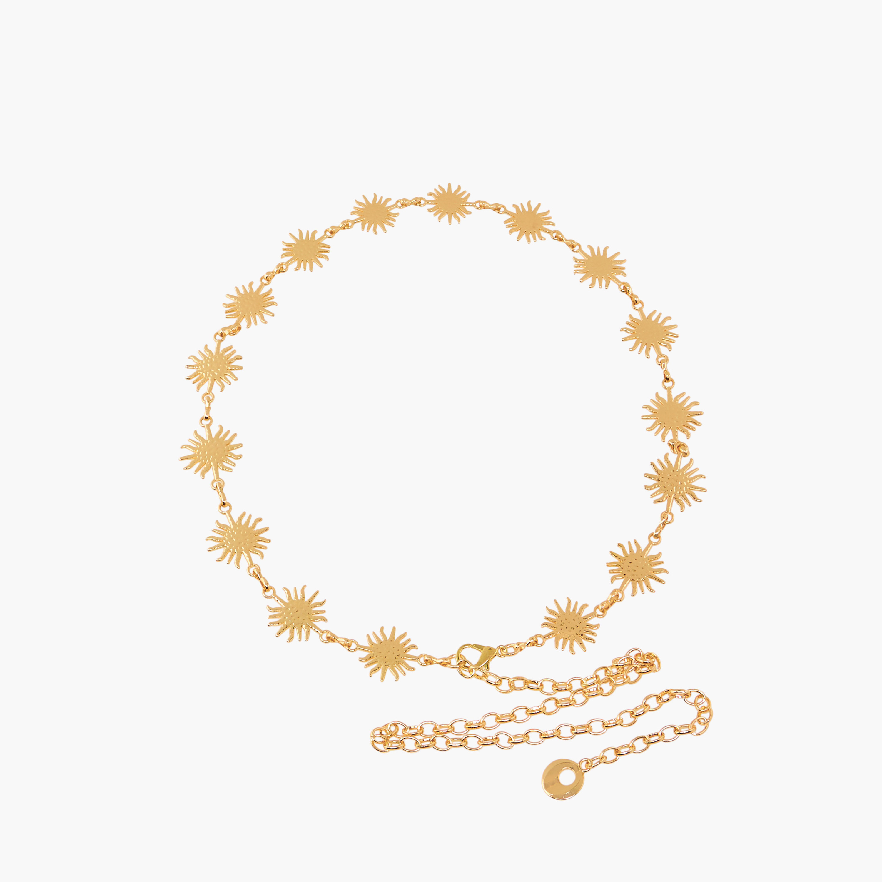 Gold Tone Sun Design Waist Belt with Lobster Clasp Closure-women-clothingaccessories-belts-image-3