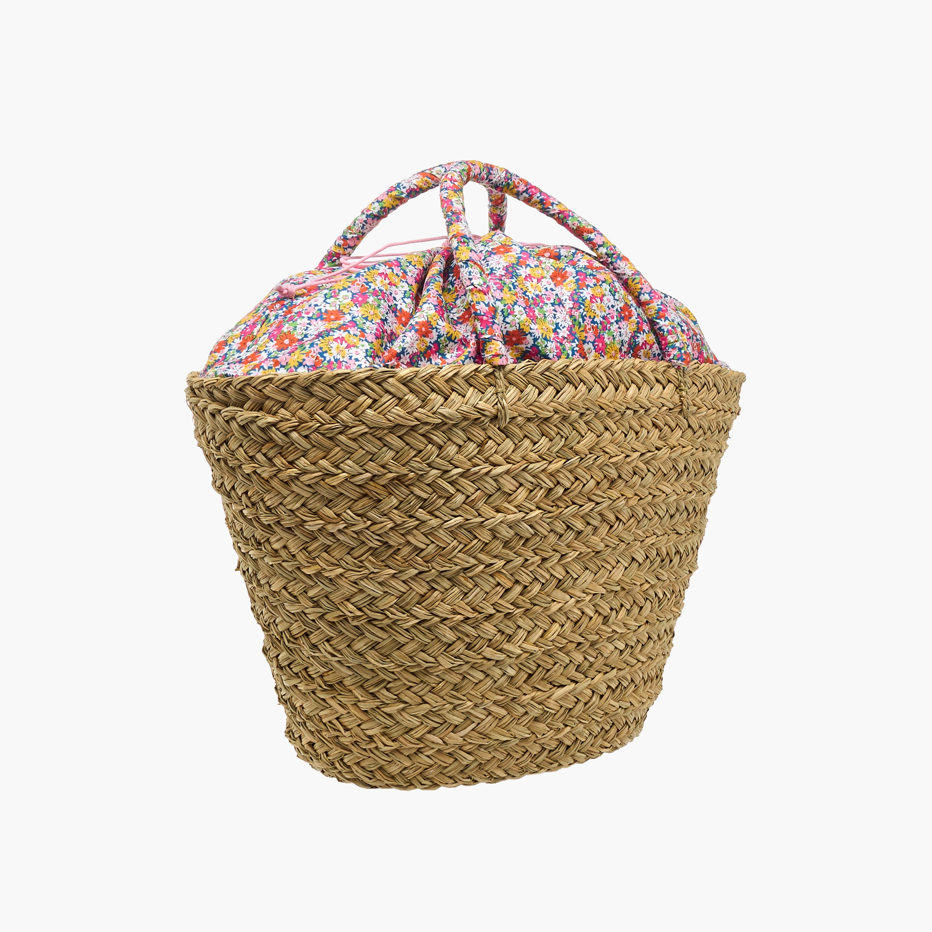 Slogan Embroidered Basket Bag with Double Handles-women-bagsandwallets-handbags-image-4