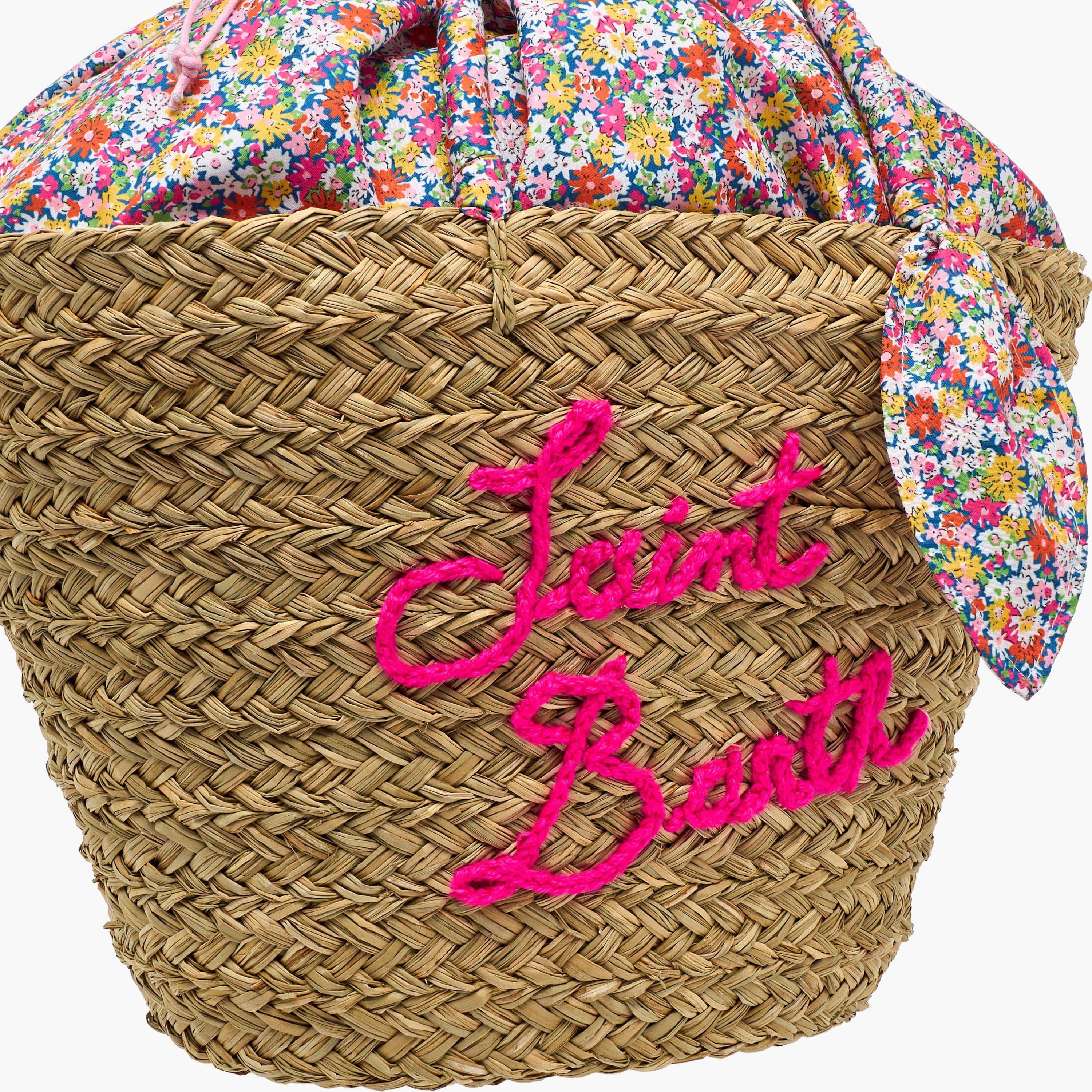 Slogan Embroidered Basket Bag with Double Handles-women-bagsandwallets-handbags-image-5