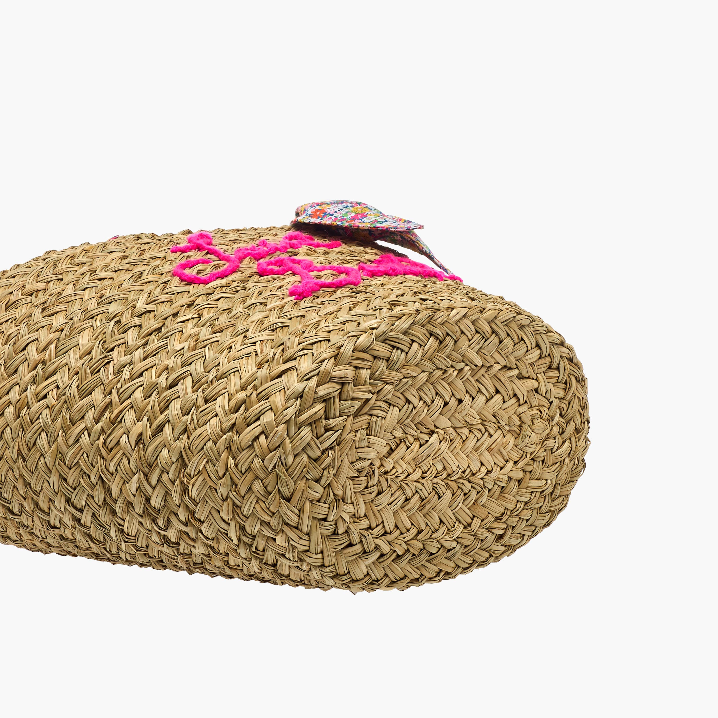 Slogan Embroidered Basket Bag with Double Handles-women-bagsandwallets-handbags-image-7