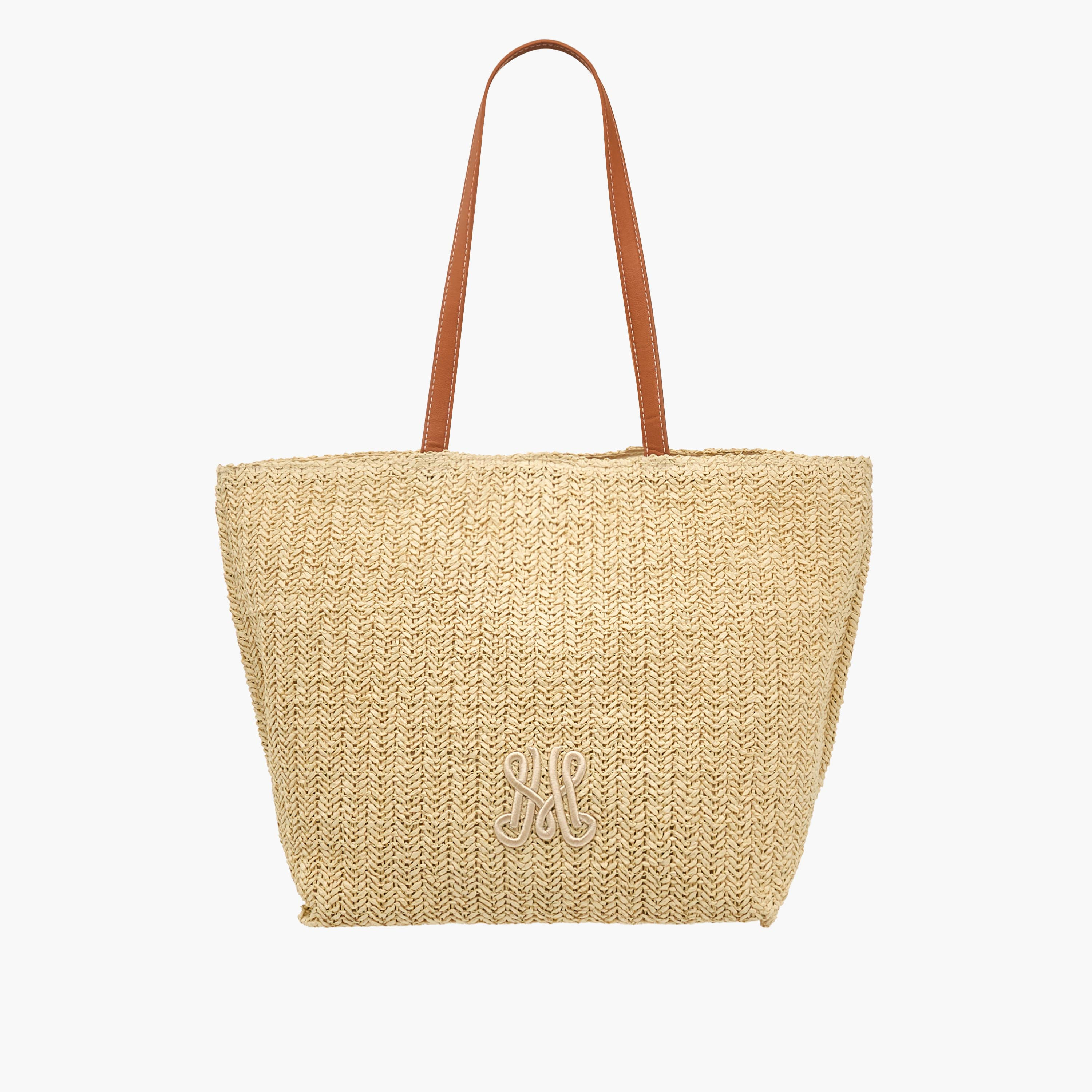 Monogram Embroidered Tote Bag with Double Handles-women-bagsandwallets-handbags-image-1