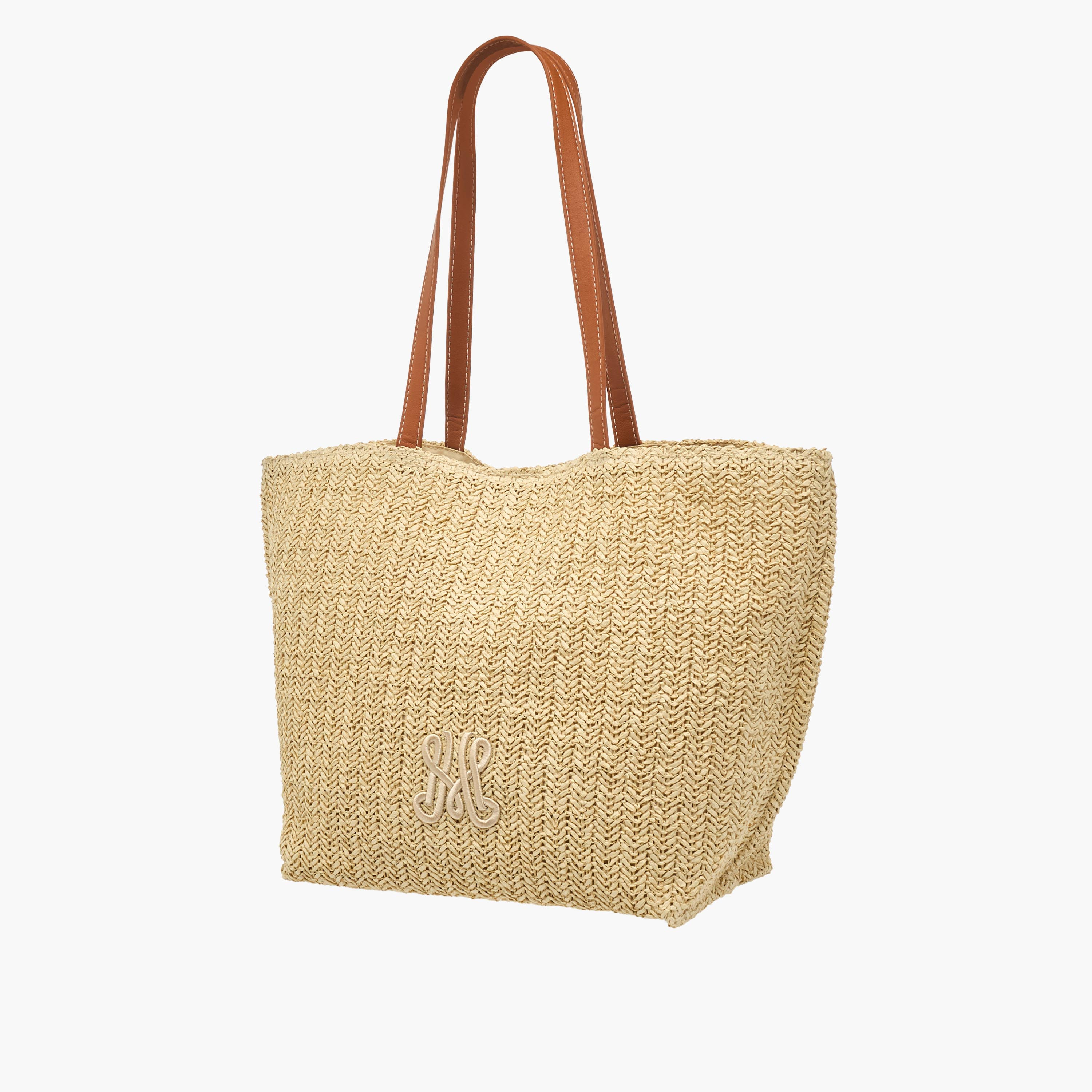 Monogram Embroidered Tote Bag with Double Handles-women-bagsandwallets-handbags-image-3